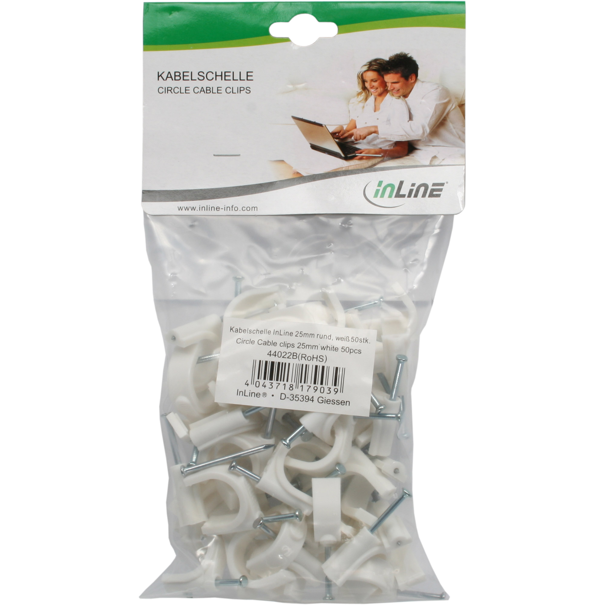 Inline® Kabelschelle 8mm rund, weiß, 100 Stück