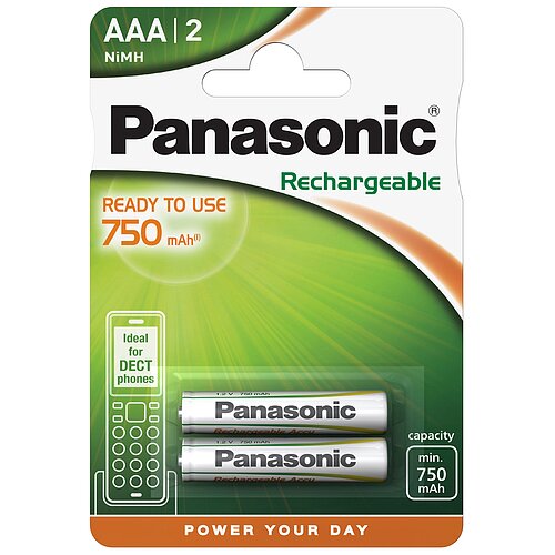 2x Panasonic NiMH AAA Micro 750mAh HR03 Akku für DECT Telefon 2x Panasonic NiMH AAA Micro 750mAh HR03 Akku für DECT Telefon