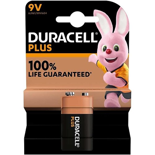 Duracell Plus 9V Block 6LR61 Alkaline Batterie - 1er Verpackung