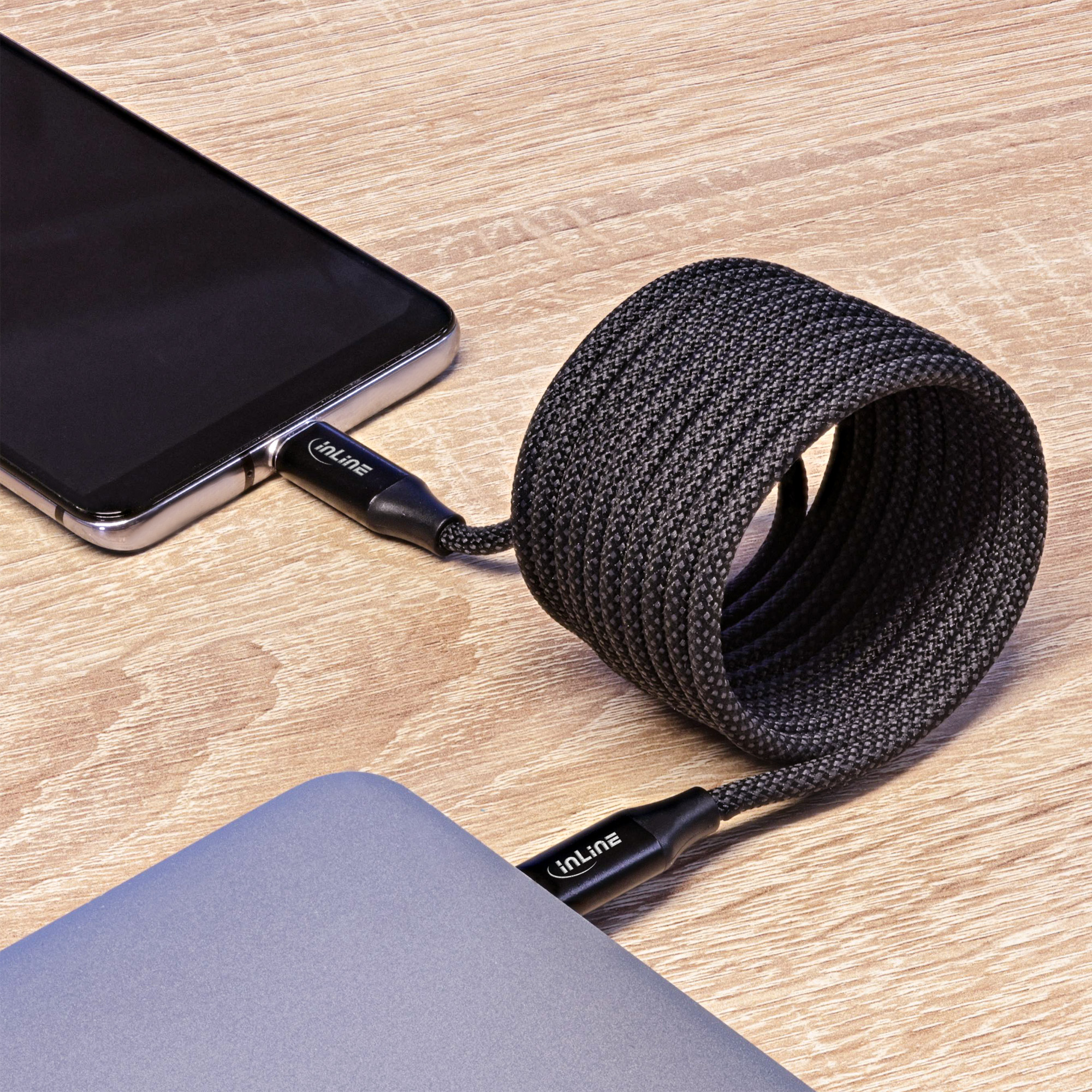 Inline® Magnetic USB-C Kabel, USB-C Stecker/Stecker, 100W, schwarz, 2m