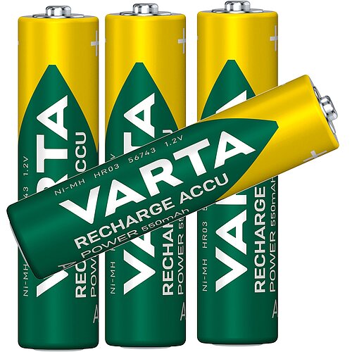 4x Varta NiMH AAA Micro 550mAh HR03 Power Recharge Akku