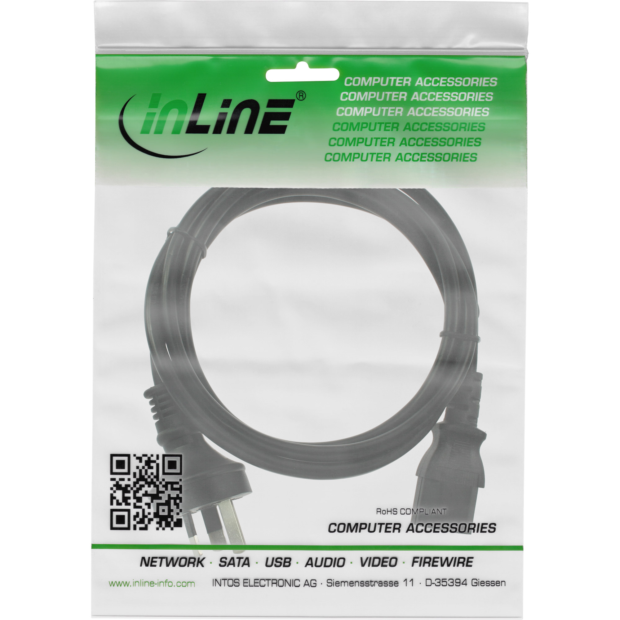 1.8m - Inline® Netzkabel, Netzstecker Australien auf Kaltgerätestecker C13 1.8m - Inline® Netzkabel, Netzstecker Australien auf Kaltgerätestecker C13