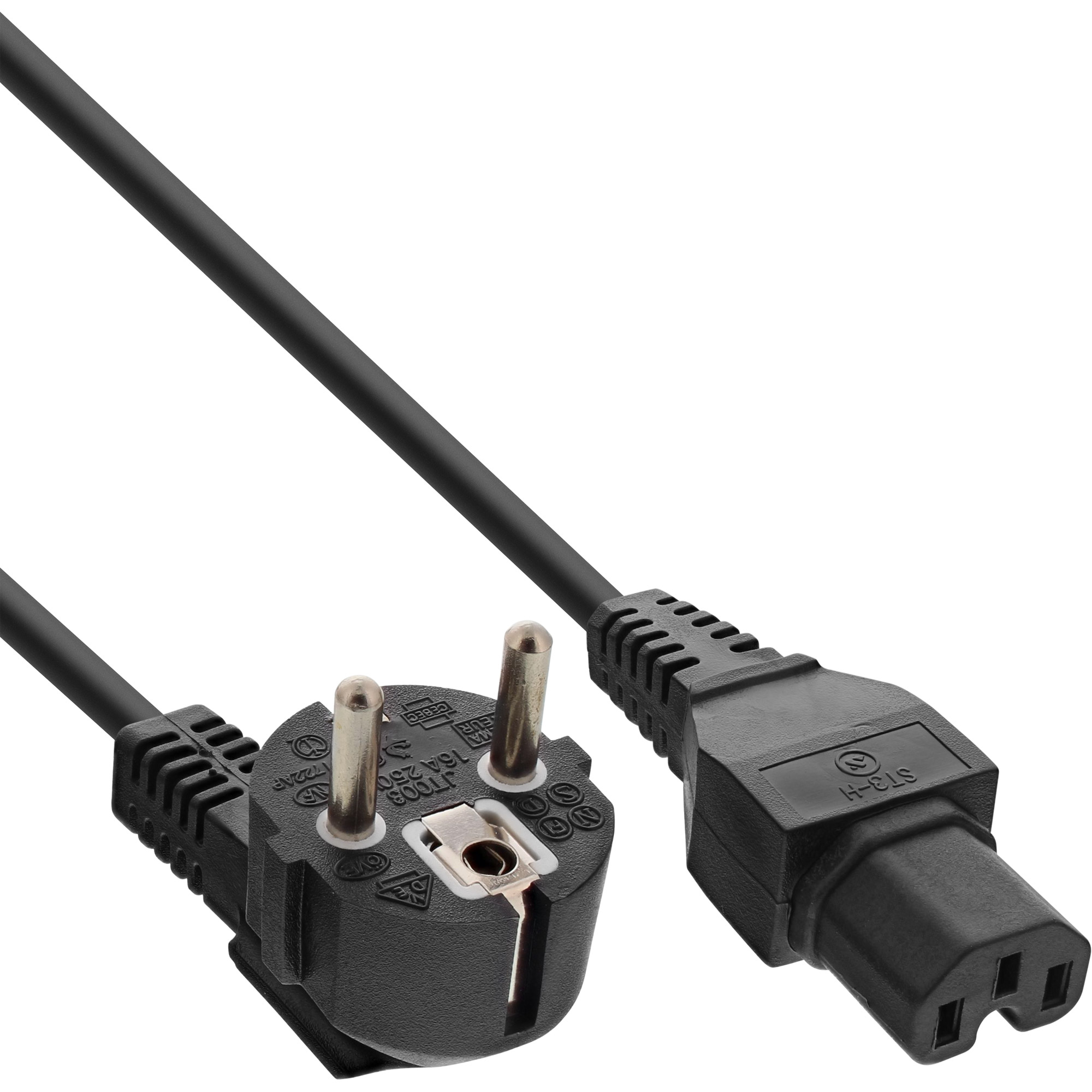 25er Bulk-Pack Inline® Netzkabel, Schutzkontakt gewinkelt auf Warmgerätestecker