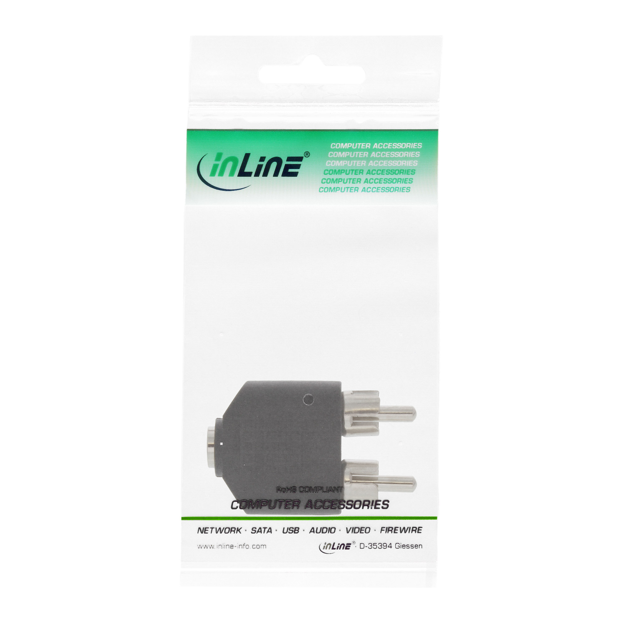Inline® Audio Adapter, 3,5mm Klinke Buchse Stereo an 2x Cinch Stecker Inline® Audio Adapter, 3,5mm Klinke Buchse Stereo an 2x Cinch Stecker