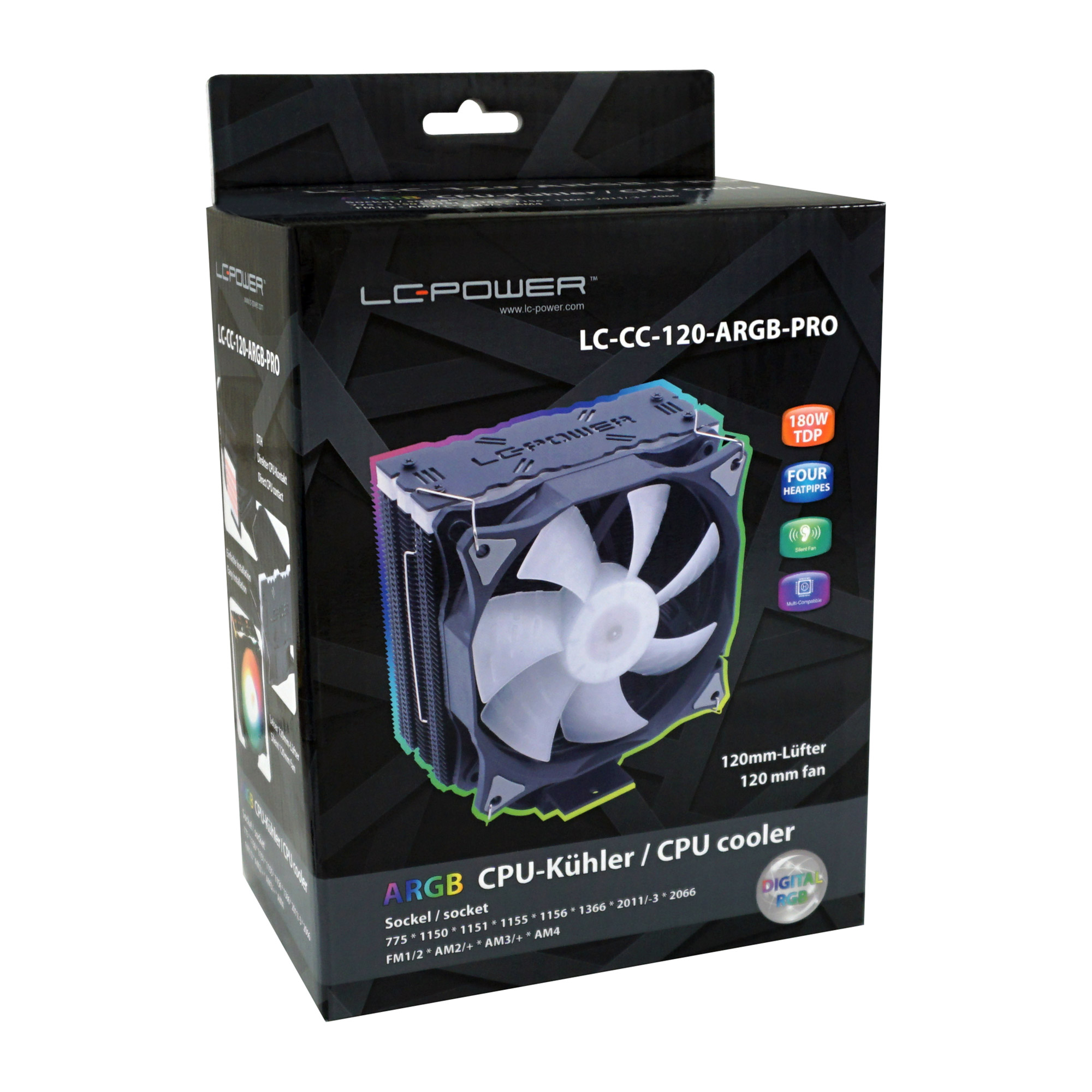 LC-Power LC-CC-120-ARGB-PRO CPU-Kühler Cosmo-Cool mit RGB für Intel/AMD bis 180W LC-Power LC-CC-120-ARGB-PRO CPU-Kühler Cosmo-Cool mit RGB für Intel/AMD bis 180W