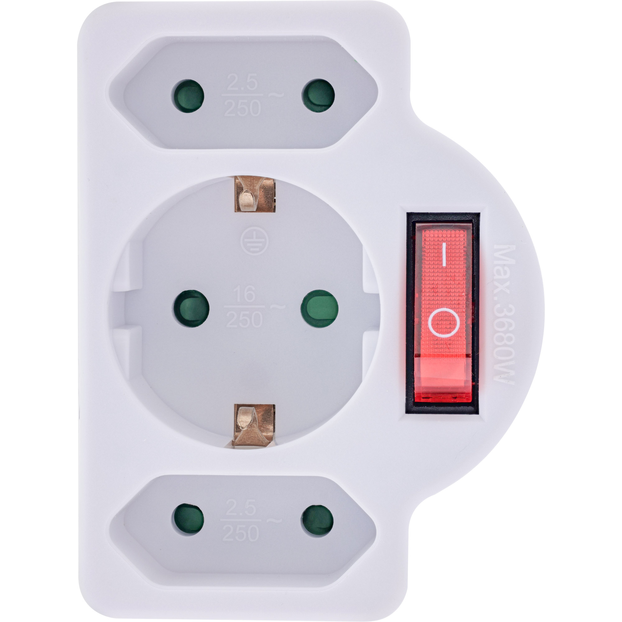 InLine® Steckdosenadapter, SK Stecker an 2xEuro+1x SK, mit Schalter, weiß InLine® Steckdosenadapter, SK Stecker an 2xEuro+1x SK, mit Schalter, weiß