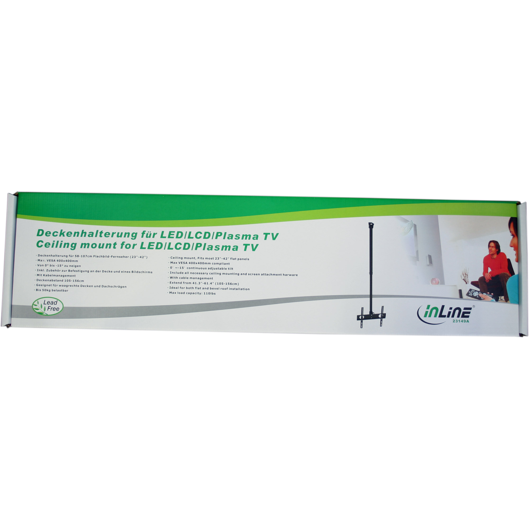 Inline® Deckenhalterung, für LED/LCD/Plasma, 81-140cm (32-55"), bis 50kg