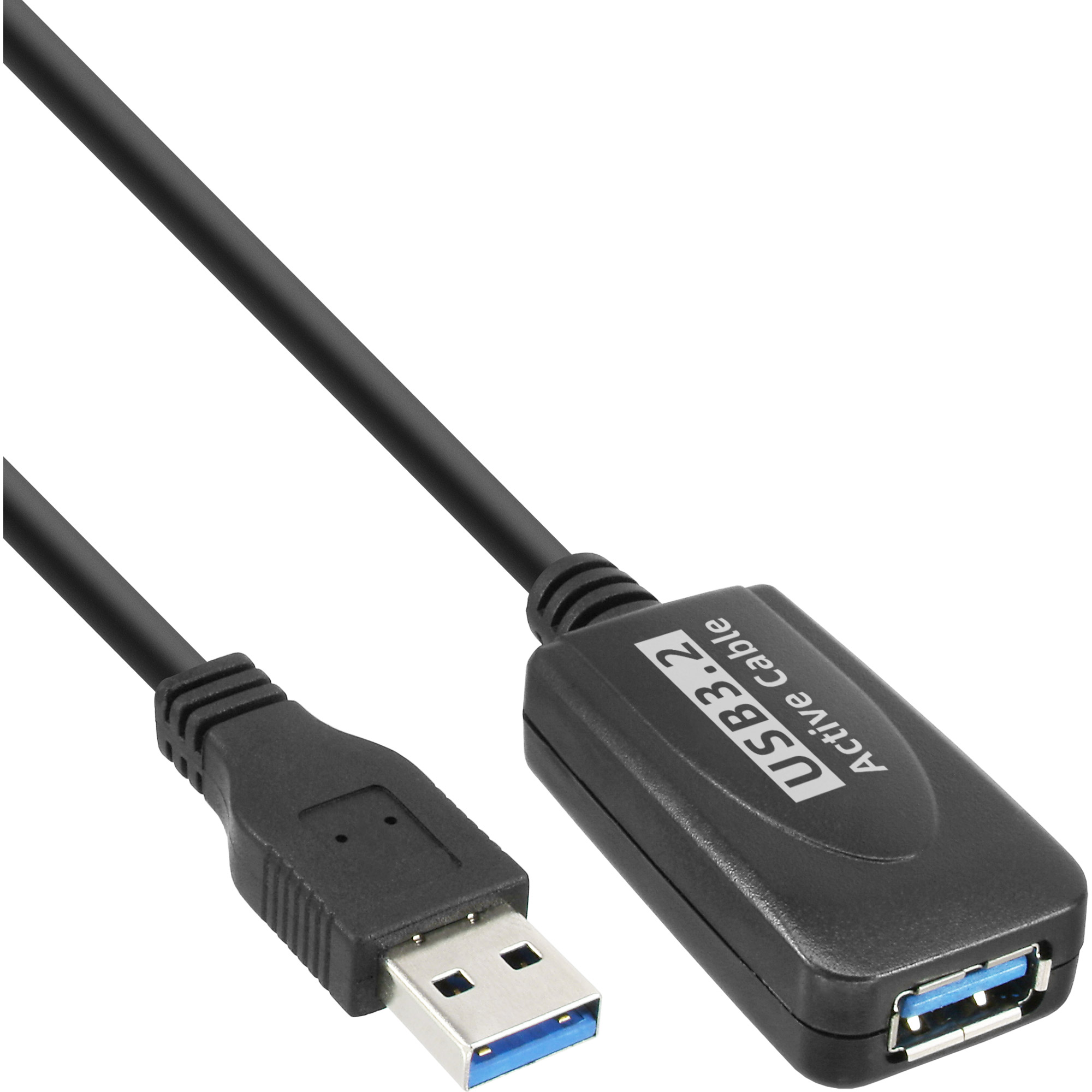 Inline® USB 3.2 Gen.1 Aktiv-VerLängerung, Stecker A an Buchse A, schwarz, 5m