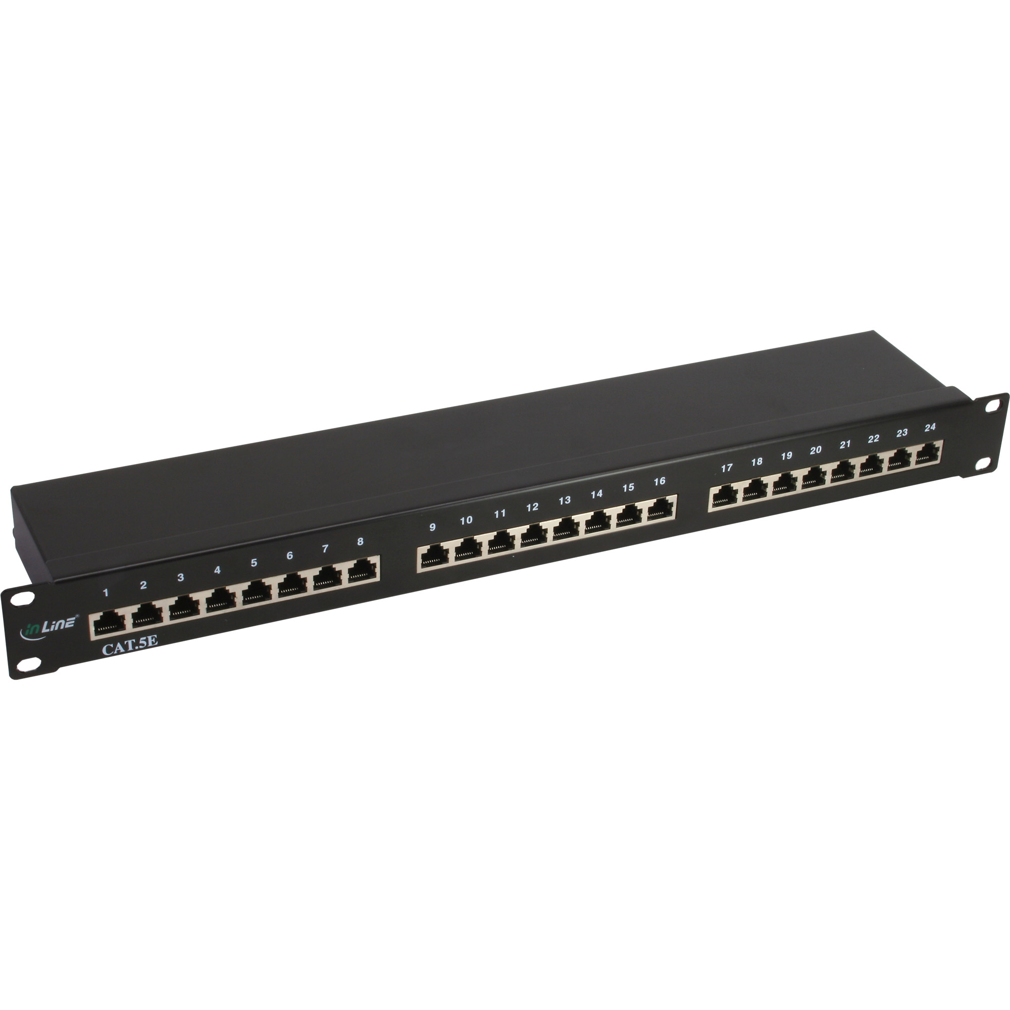 Inline® Patchfeld Cat.5e 24-fach, 48,26cm (19"), 1HE, schwarz, RAL9005