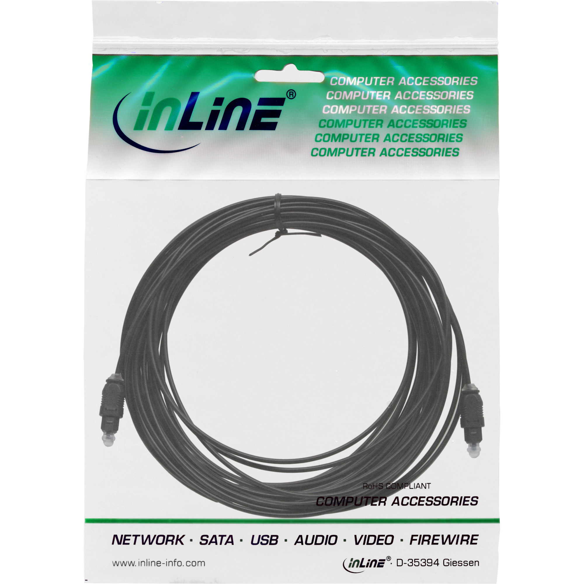1m - Inline® OPTO Audiokabel, Toslink Stecker / Stecker
