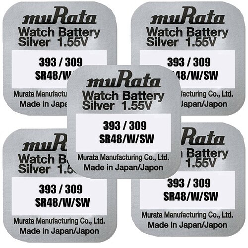 5x Murata SR754 SR48 393 / 309 Silberoxid Batterie 1,55 V