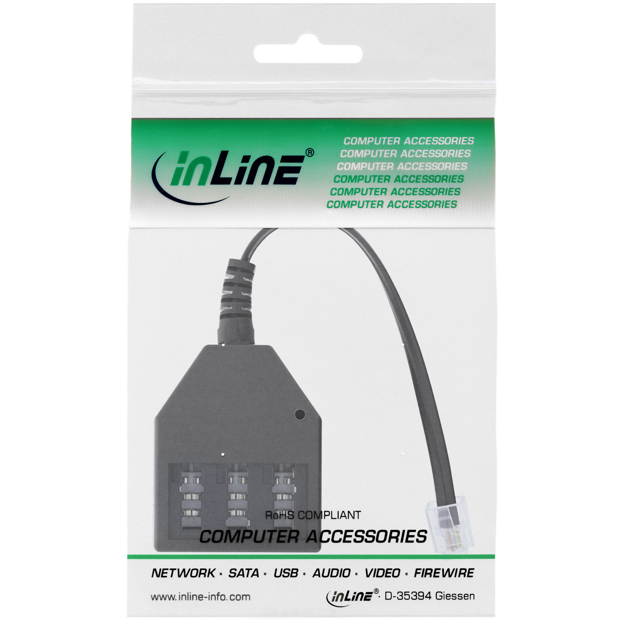 Inline® TAE Adapterkabel, RJ11 (6P4C) Stecker auf TAE NFN Buchse