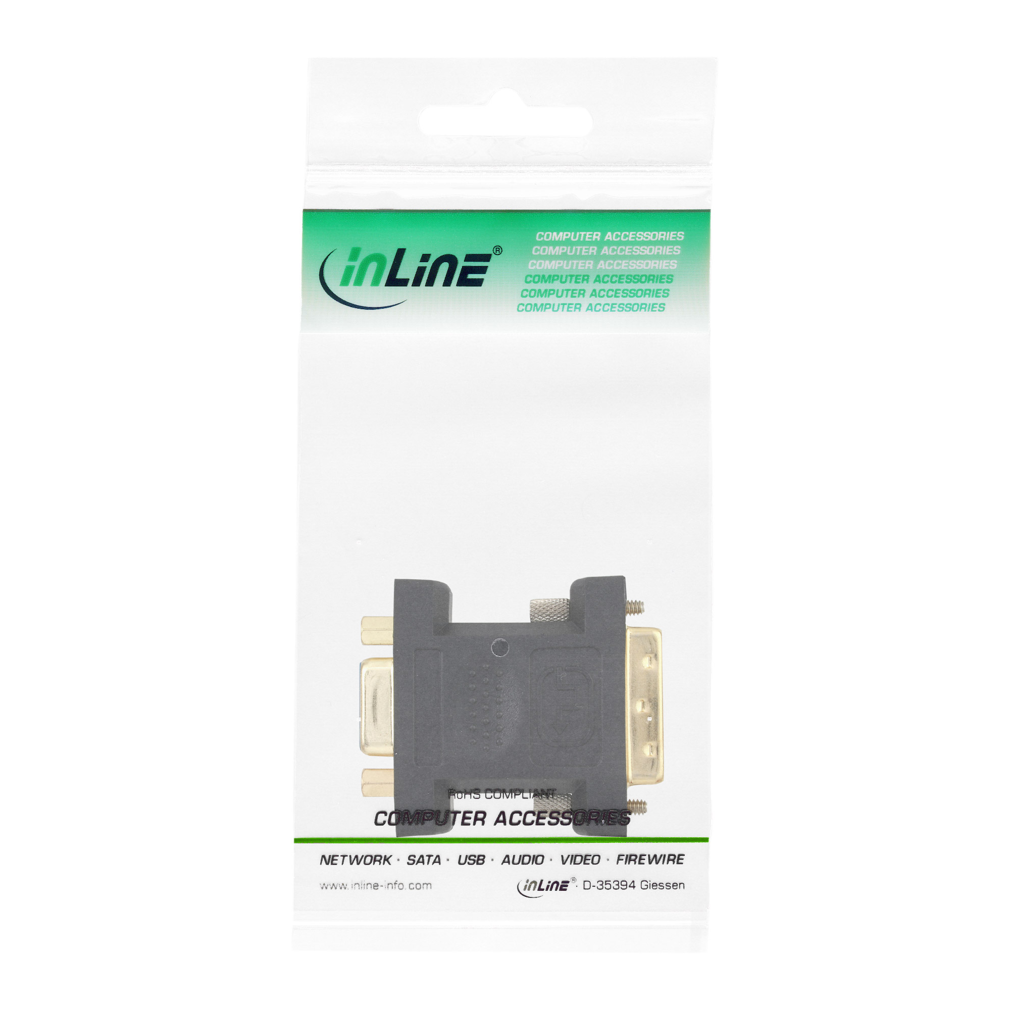 Inline® DVI-A Adapter, Analog 12+5 Stecker auf 15pol HD Buchse (VGA), vergoldet Inline® DVI-A Adapter, Analog 12+5 Stecker auf 15pol HD Buchse (VGA), vergoldet