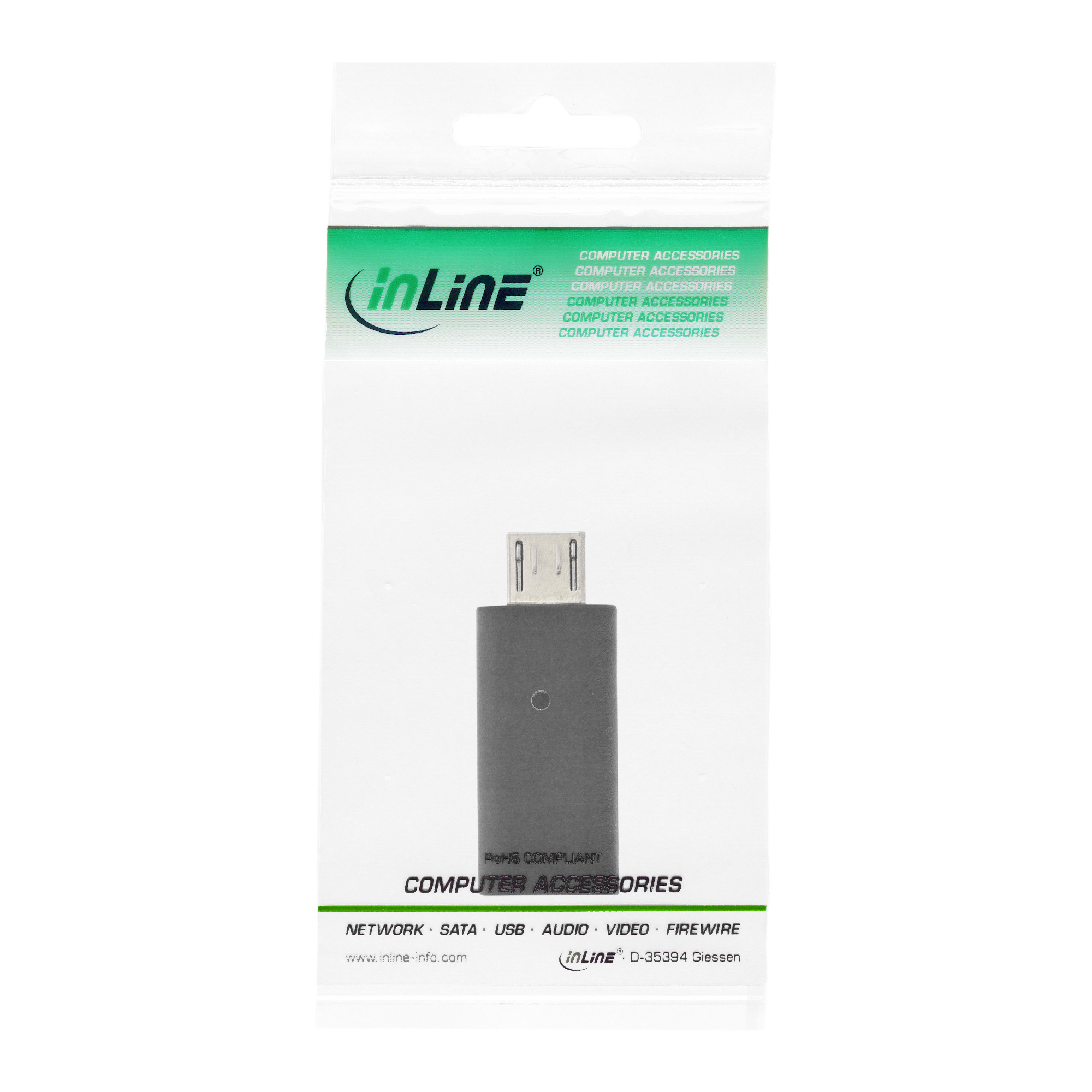 Inline® USB 2.0 Adapter, Micro-USB Stecker auf USB-C Buchse