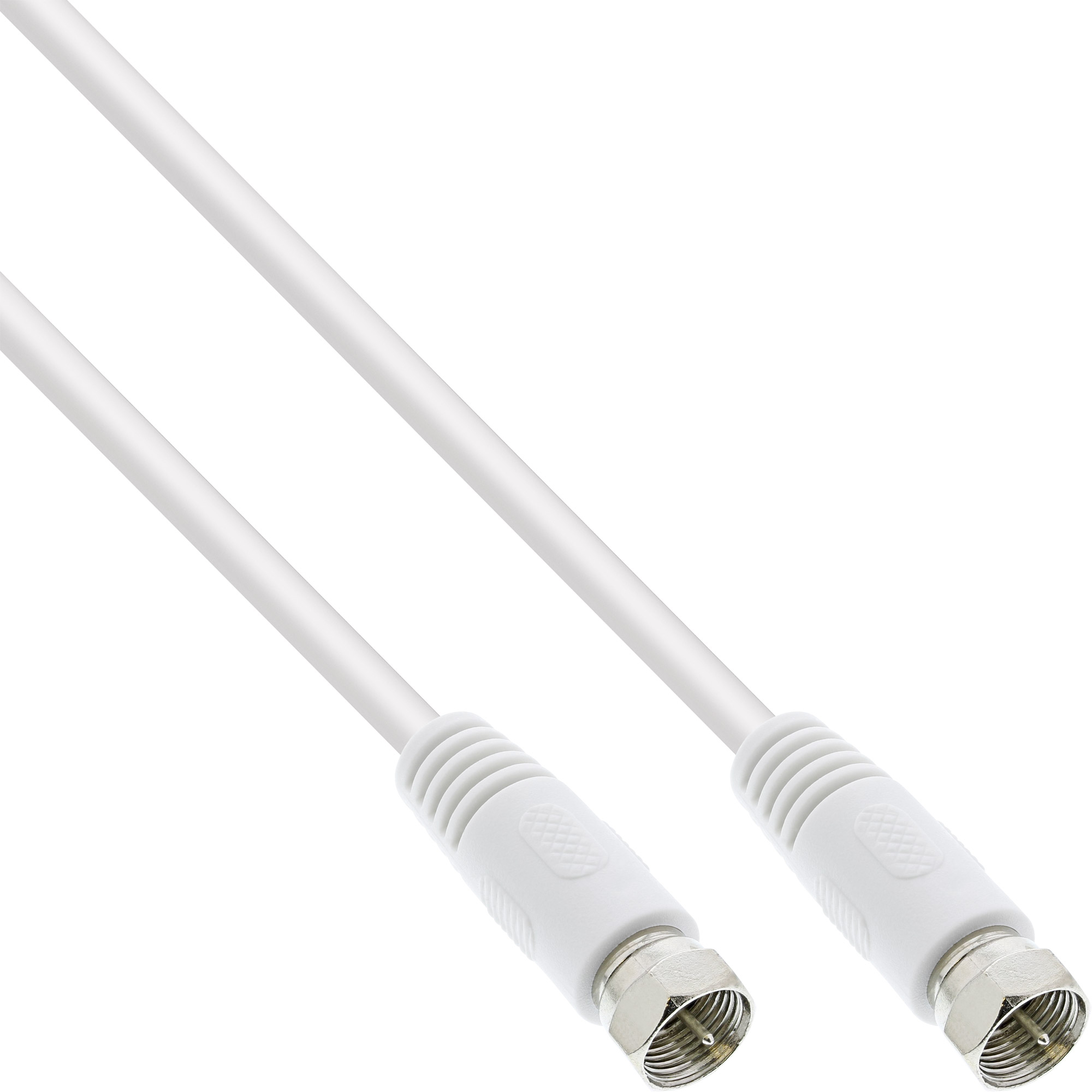 Inline® SAT-Anschlusskabel, 2x geschirmt, 2x F-Stecker, >75dB, weiß, 10m