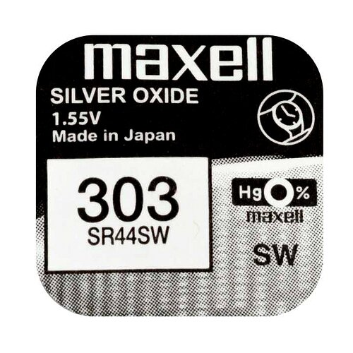 1x SR44SW 303 Silberoxid Batterie Maxell 1,55 V