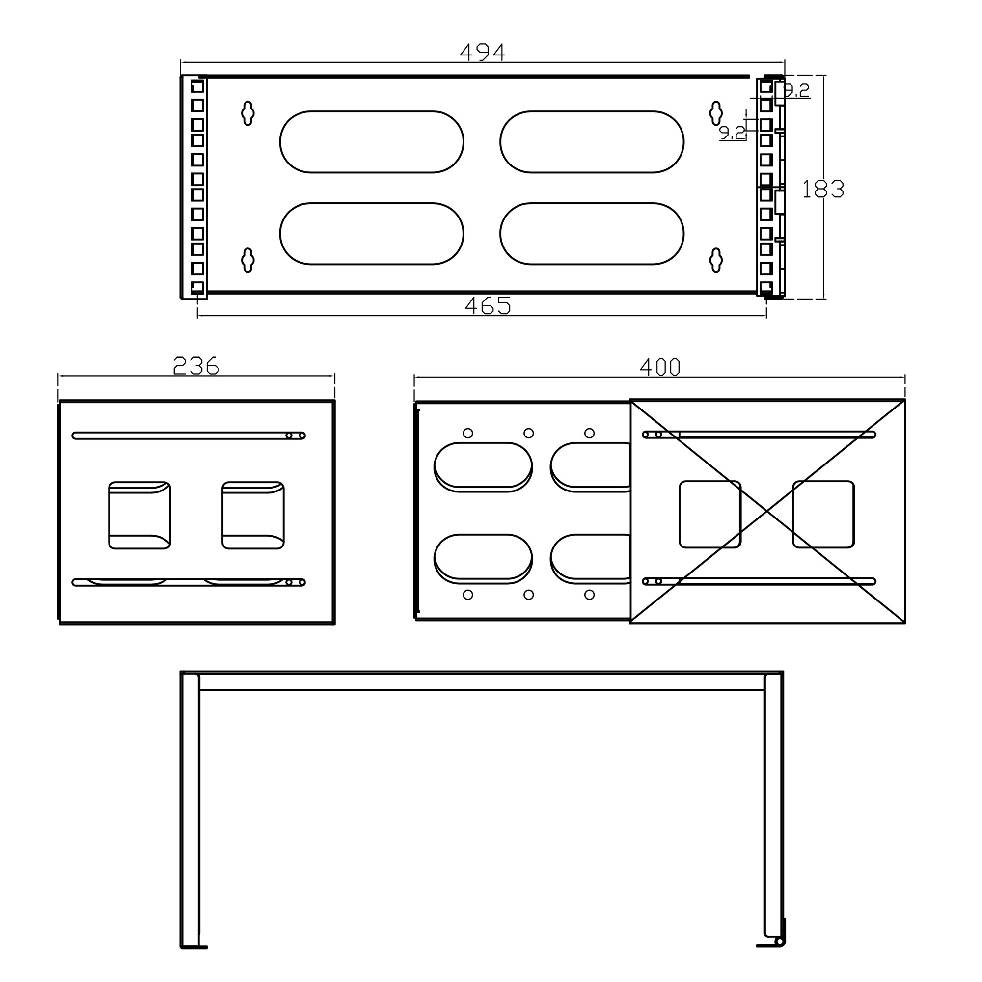 Inline® 19" Rack zur Wandmontage, 4HE, 24-40cm Tiefe, schwarz