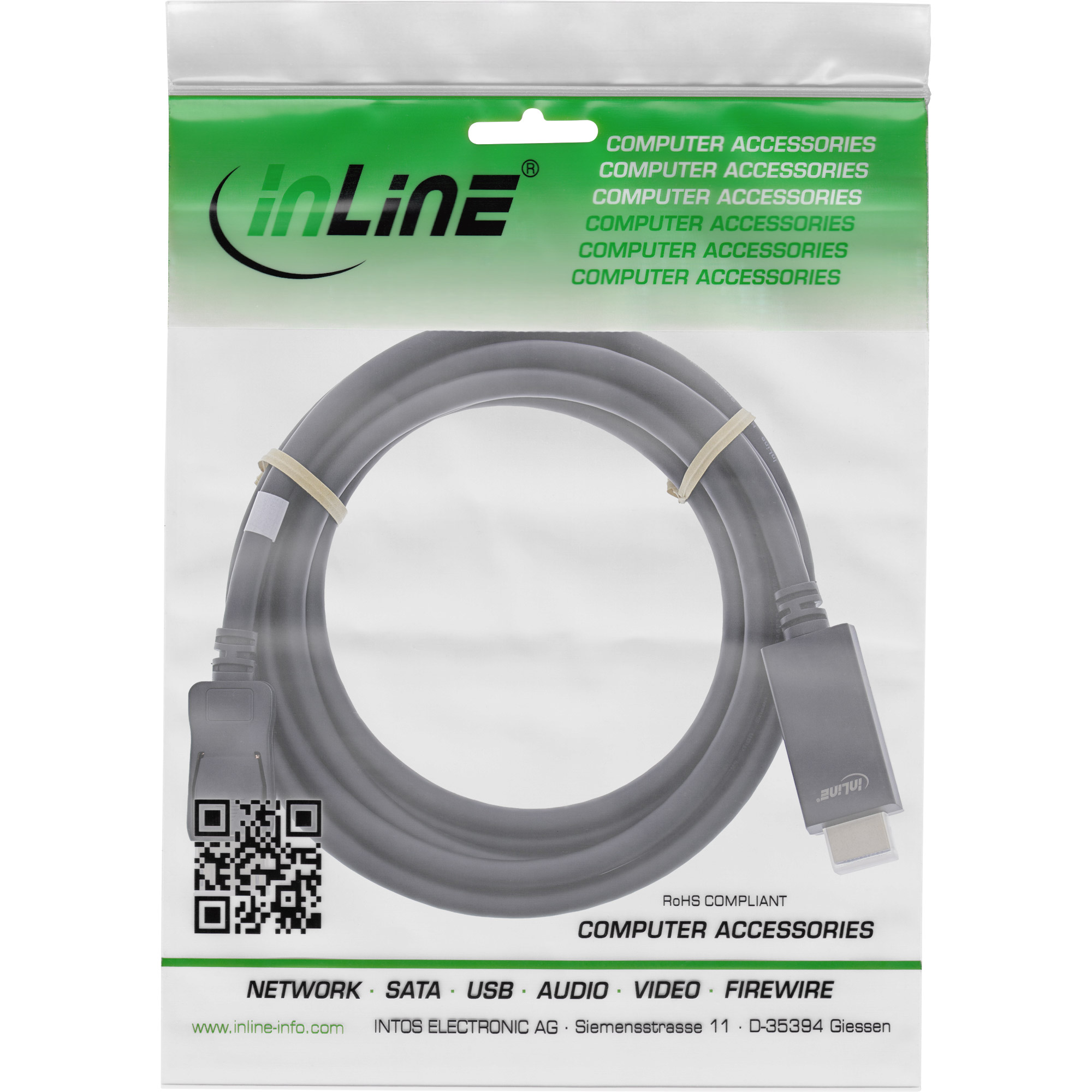 Inline® DisplayPort zu HDMI Konverter Kabel, 4K/60Hz, schwarz, 5m