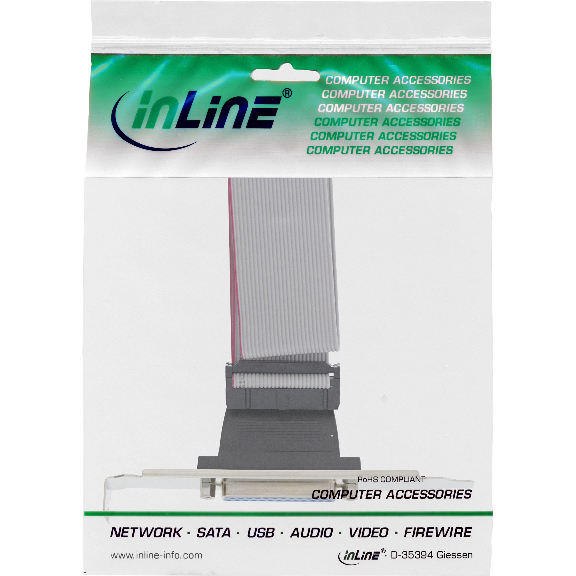 Inline® Slotblech Parallel, mit 25pol Sub D BU an 26pol BU-Leiste, 0,34m, bulk