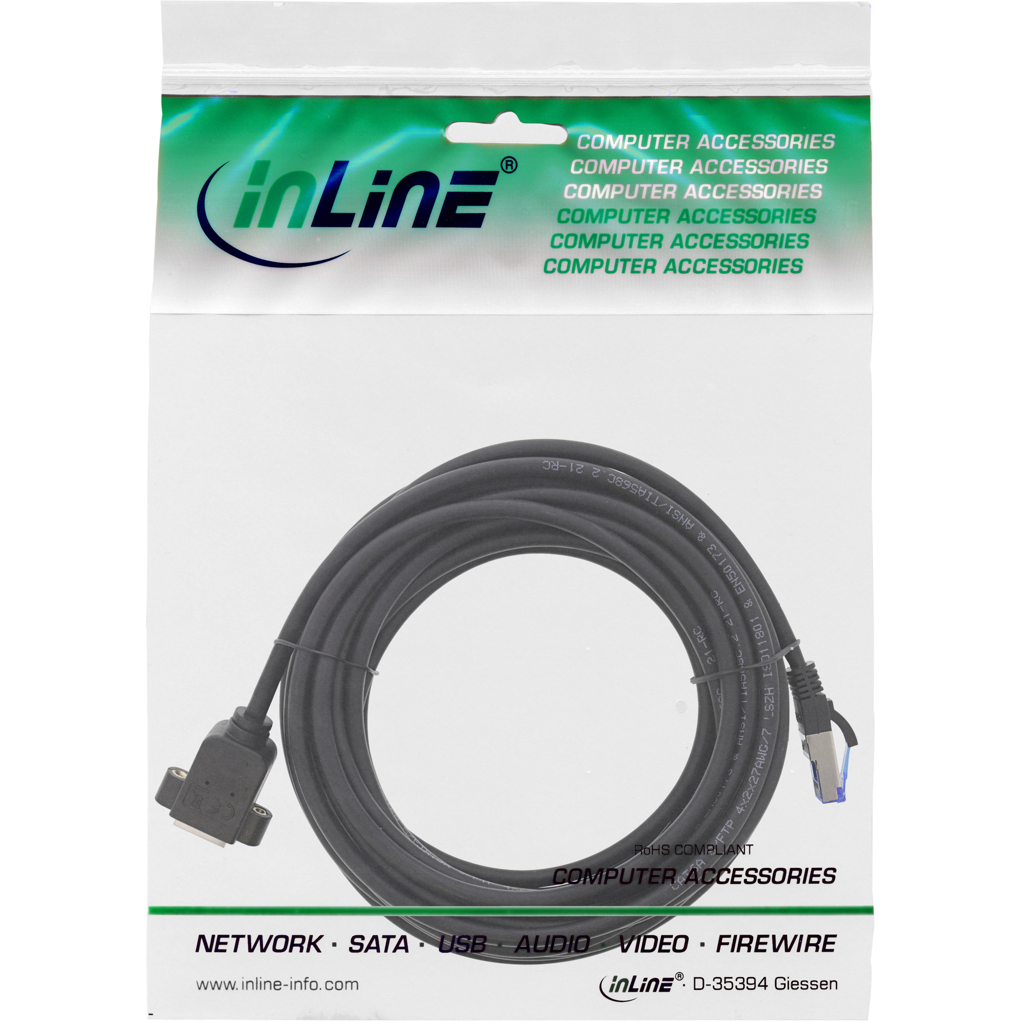 Inline® Patchkabel VerLängerung, S/FTP (PiMf), Cat.6A, halogenfrei, Kupfer, 7,5m