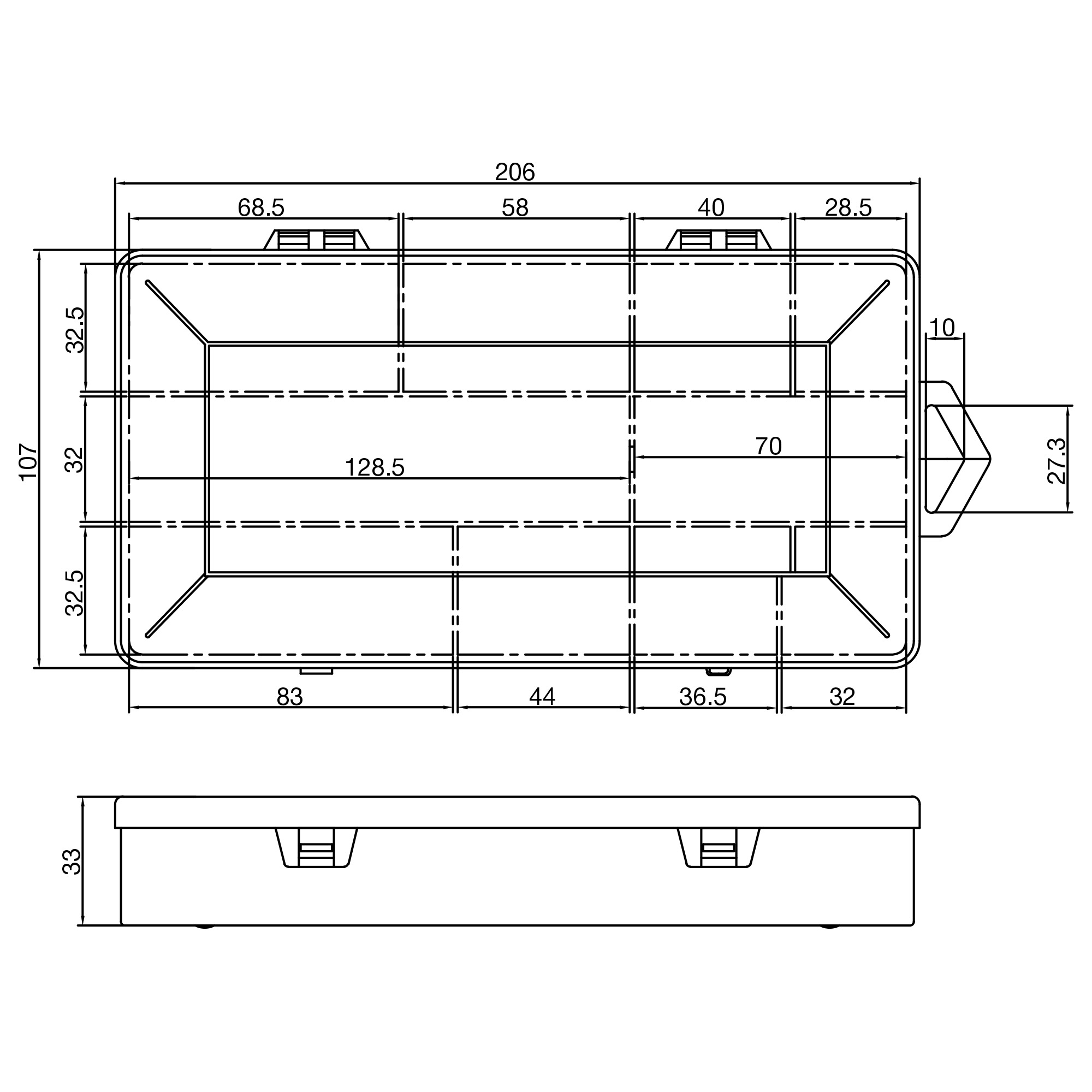 InLine® Kleinteilebox, 10 Fächer, Abmessungen: 206x107x33mm, transparent