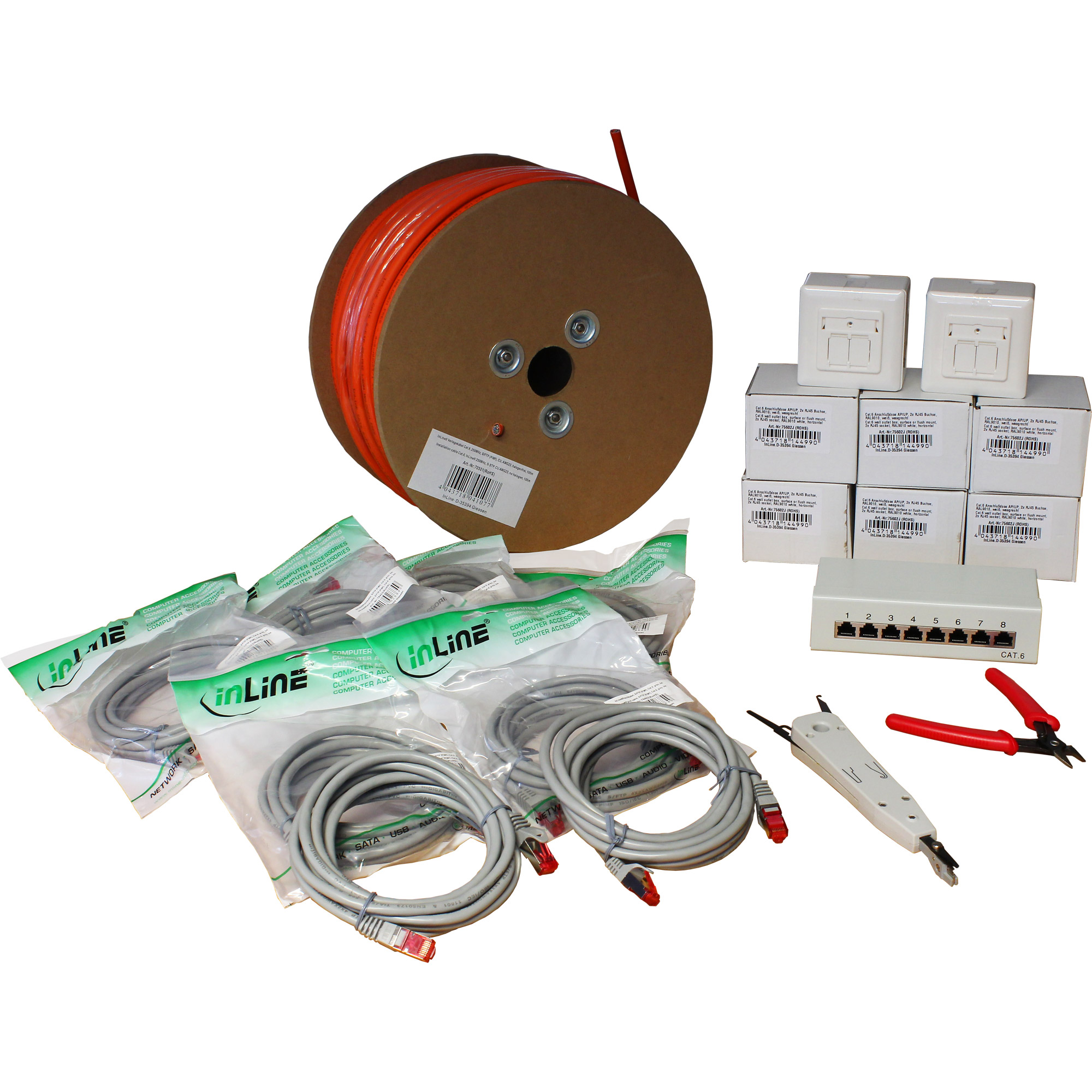 Inline® Cat.6 Netzwerk Installations Kit - 20teilig