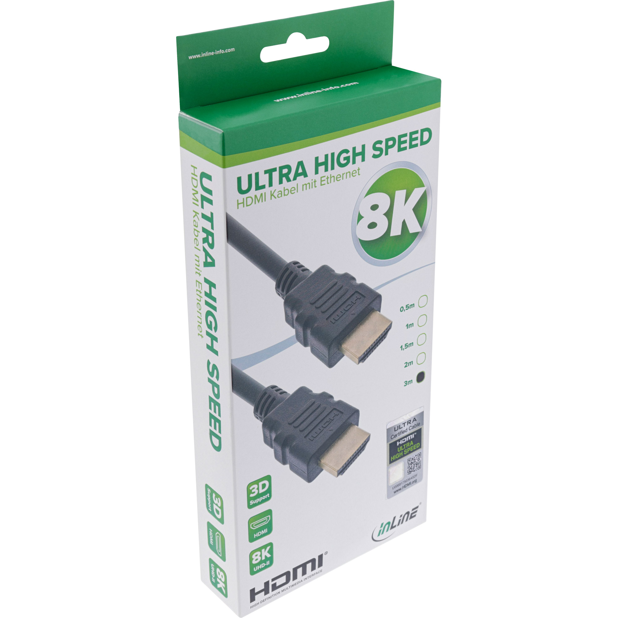 Inline® Zertifiziertes HDMI Kabel, Ultra High Speed HDMI, 8K4K, 0,5m Inline® Zertifiziertes HDMI Kabel, Ultra High Speed HDMI, 8K4K, 0,5m