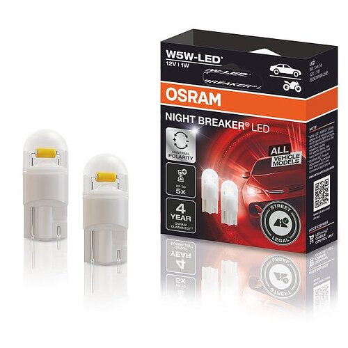 OSRAM LED W5W 12V 1W W2.1x9.5d GEN2 mit Straßenzulassung 6000K Blister 2er Paket