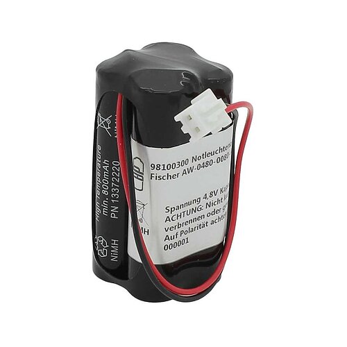 Notleuchtenakku NiMH 4,8V 800mAh F2x2 Micro AAA mit 100mm Kabel und Stecker ersetzt Fischer AW-0480-0080-AAA-NM01