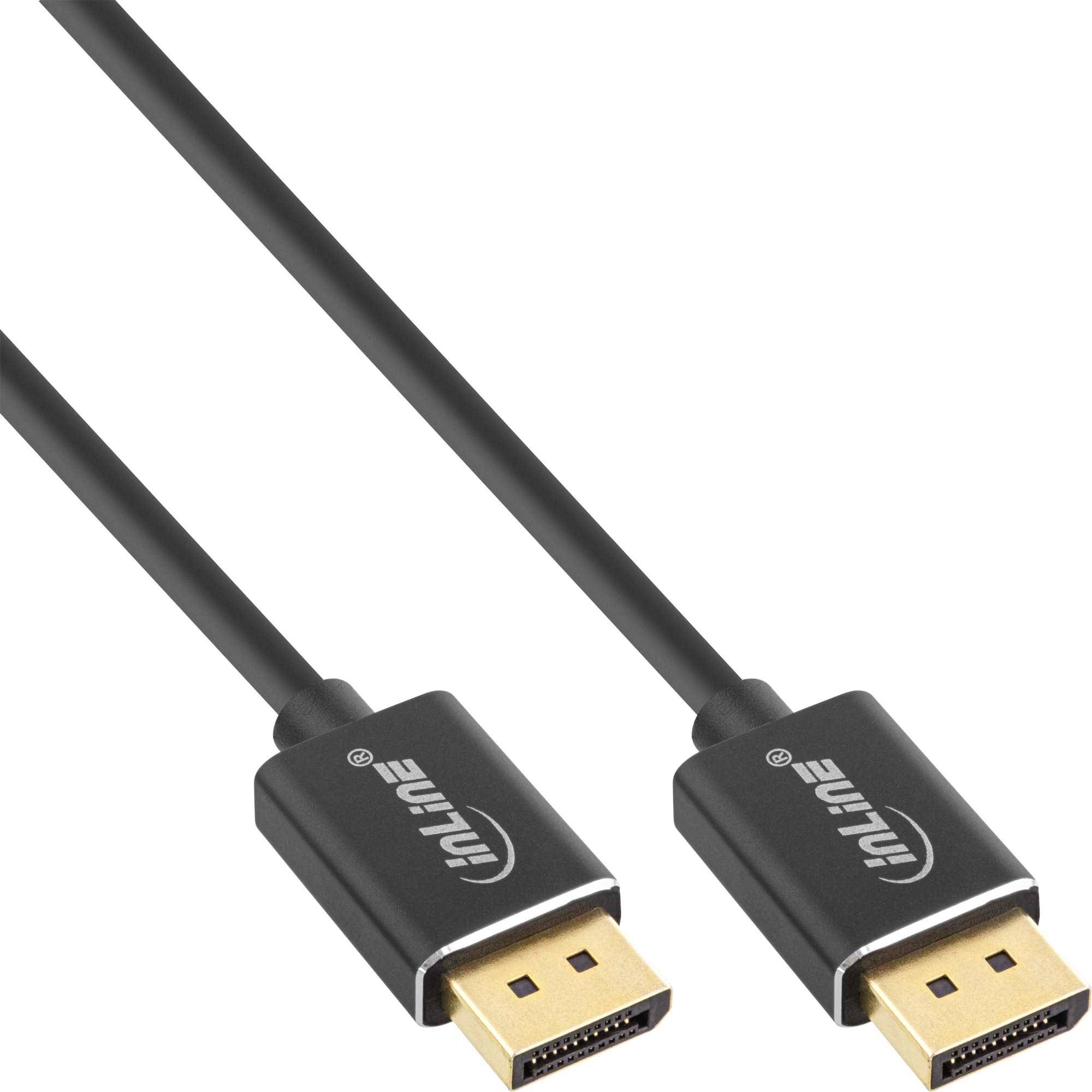 Inline® DisplayPort 1.4 Kabel Slim, 8K4K, schwarz, vergoldete Kontakte, 1m