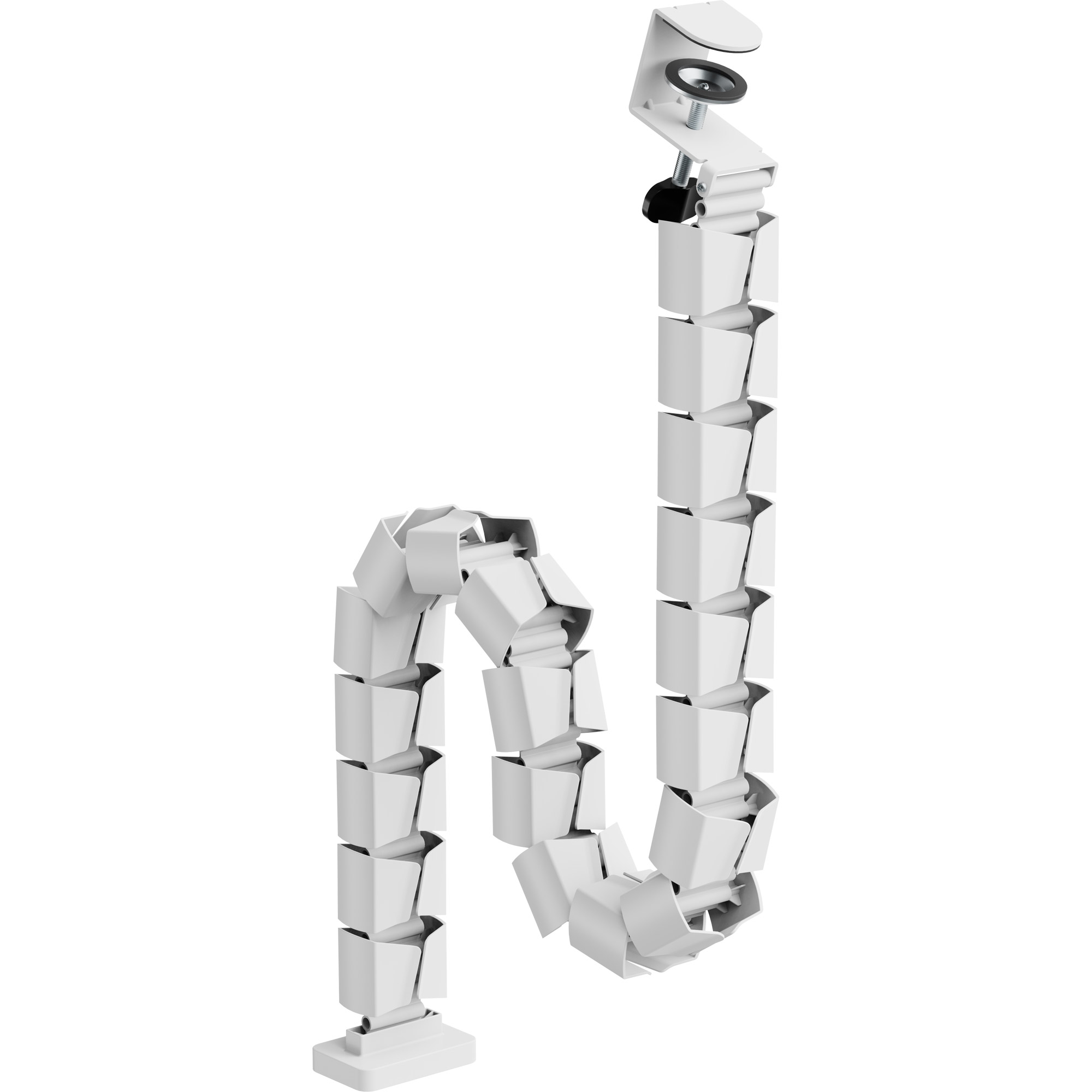 InLine® Kabelkanal flexibel für höhenverstellbare Tische mit Tischklemme Weiß