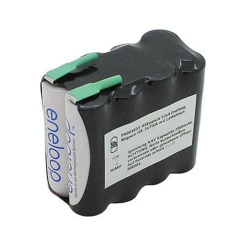 Akkupack NiMH 9,6V 2000mAh F2x4 Eneloop Mignon HR-3UTGA mit Lötfahnen Akkupack NiMH 9,6V 2000mAh F2x4 Eneloop Mignon HR-3UTGA mit Lötfahnen