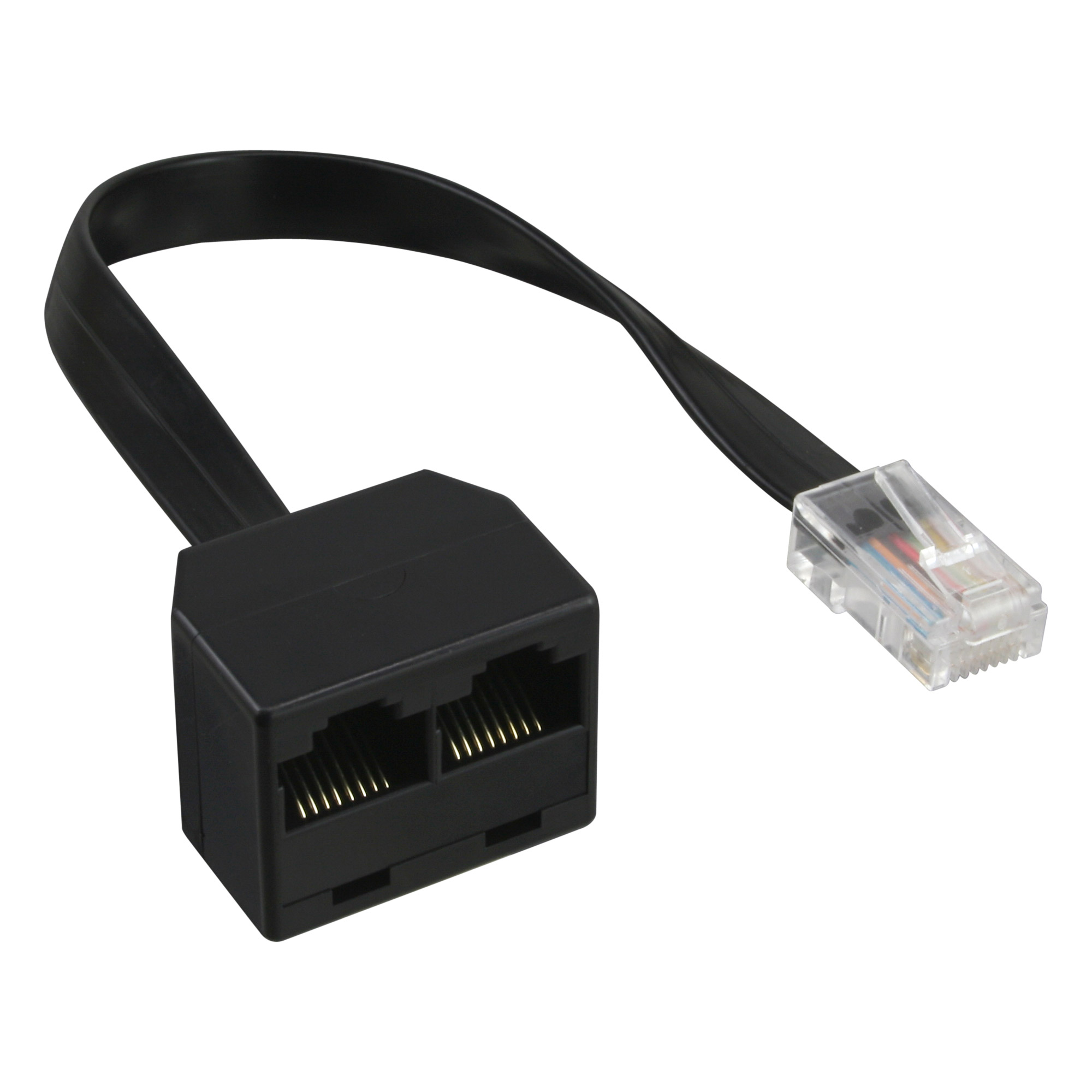 0.15m - Inline® ISDN Verteiler, 1x RJ45 ST / 2x RJ45 BU, (8P8C) o. Endwiederstände