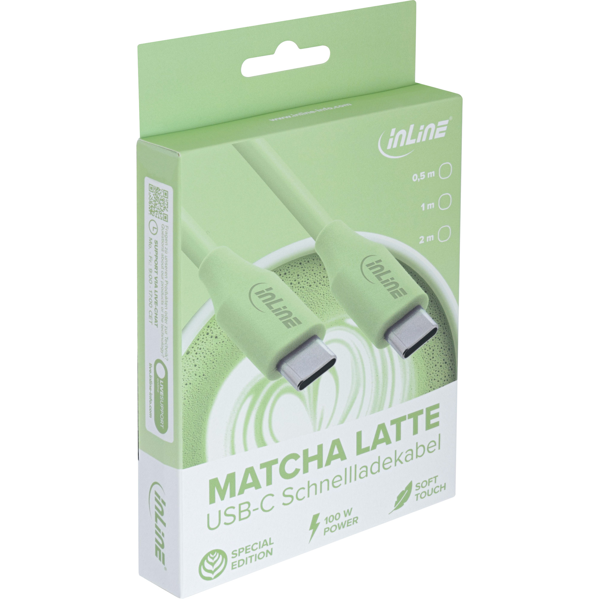 InLine® "Colour your Charge" USB-C Schnellladekabel 100W Grün 0,5m