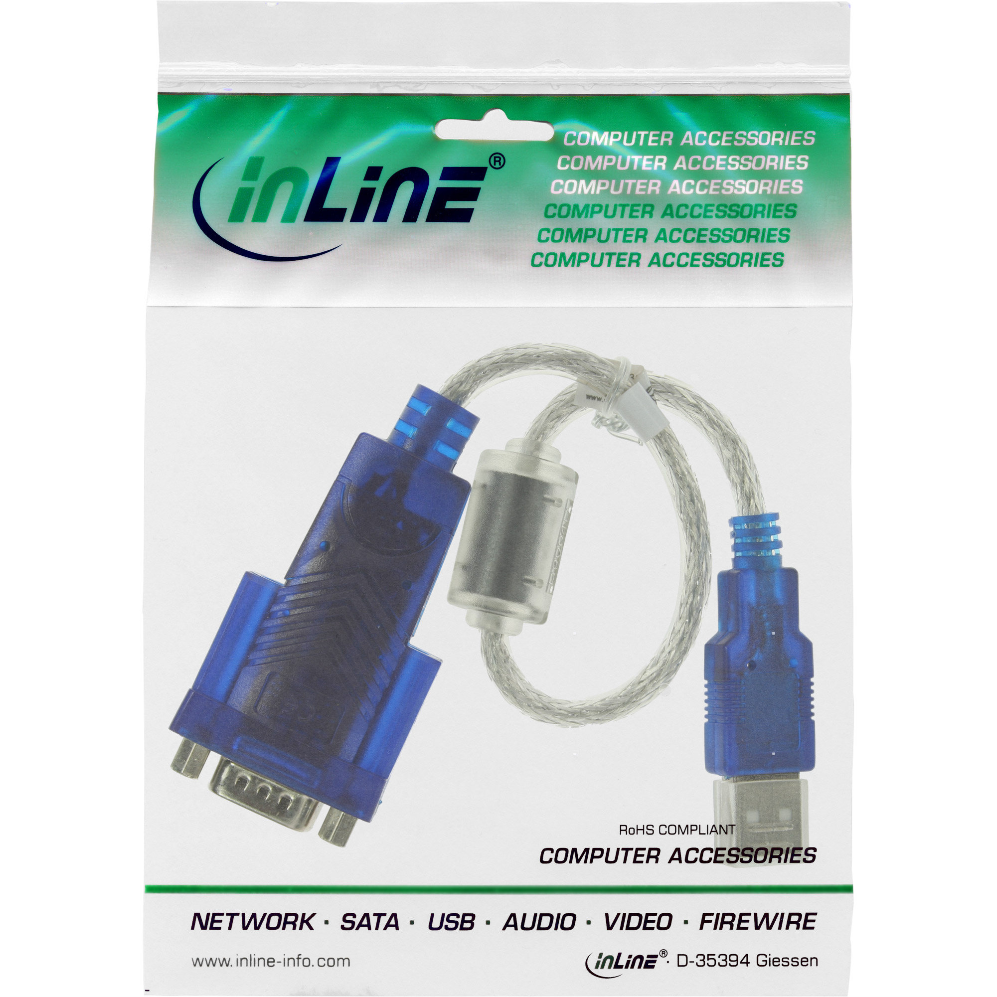 Inline® USB zu Seriell Adapterkabel Premium, Stecker A an 9pol Sub D Stecker