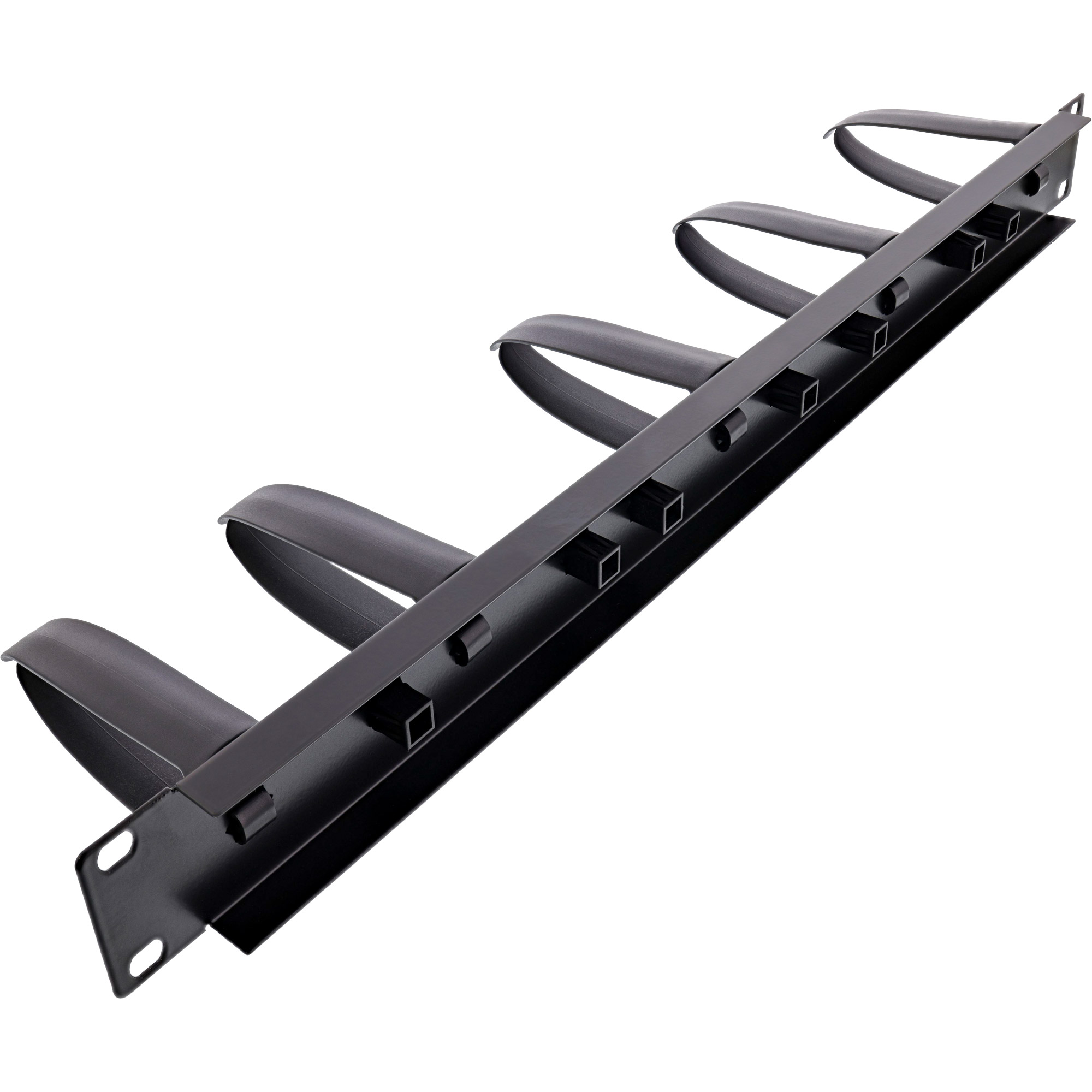 Inline® 19" Kabelführungspanel, 5 KunststoffBügel abnehmbar, RAL 9005, schwarz