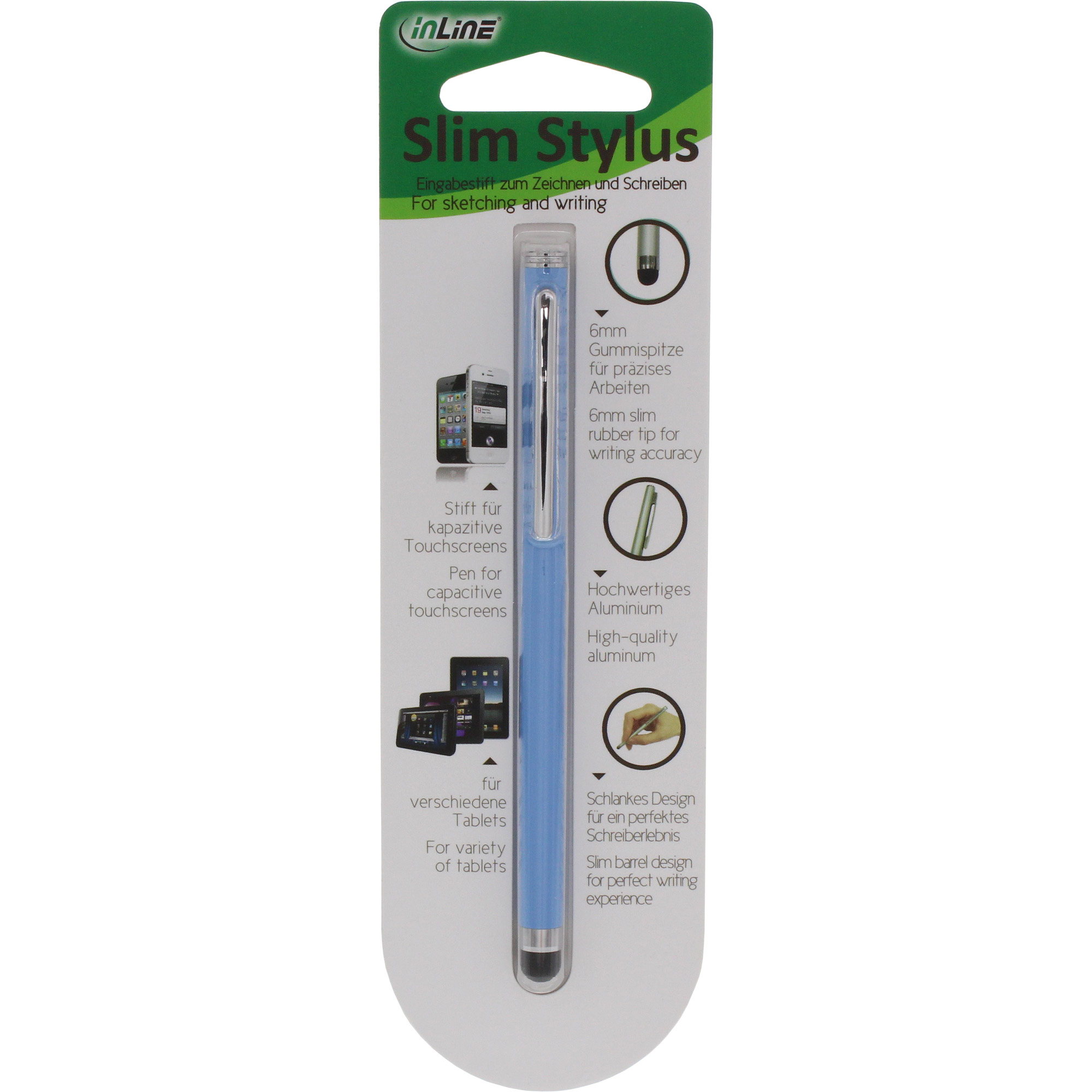 Inline® Stylus, Stift für Touchscreens von Smartphone und Tablet, blau