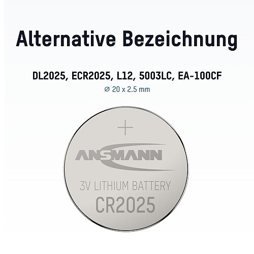 Ansmann CR2025 Lithium Knopfzelle 3V Batterie - 1er Verpackung Ansmann CR2025 Lithium Knopfzelle 3V Batterie - 1er Verpackung