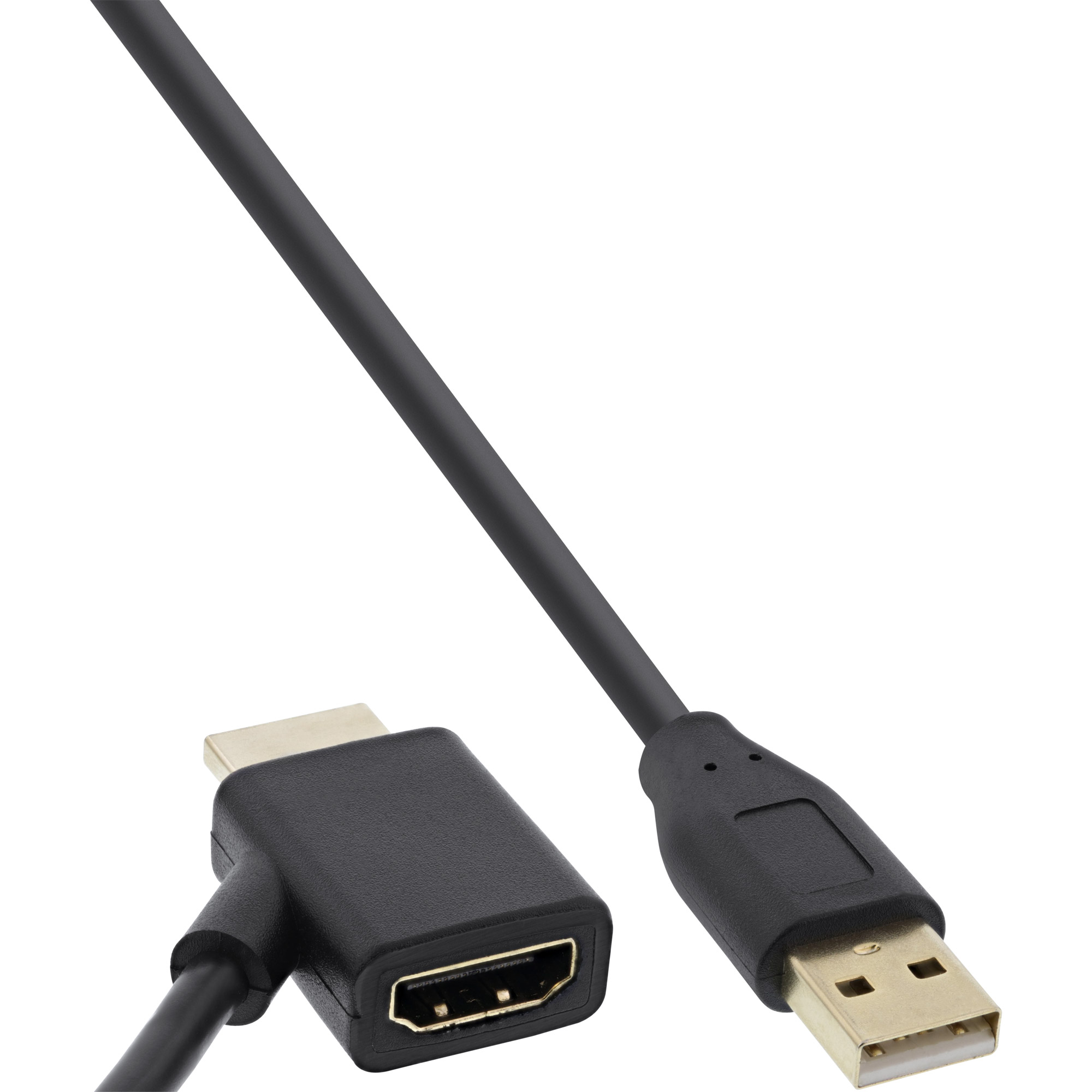 Inline® HDMI Adapter Stecker/Buchse mit USB-Power Einspeisung, 0,5m