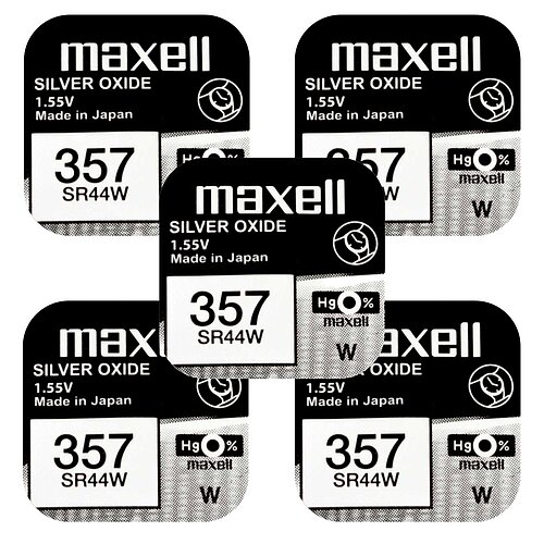 5x Maxell SR44W 357 Silberoxid Batterie 1,55 V