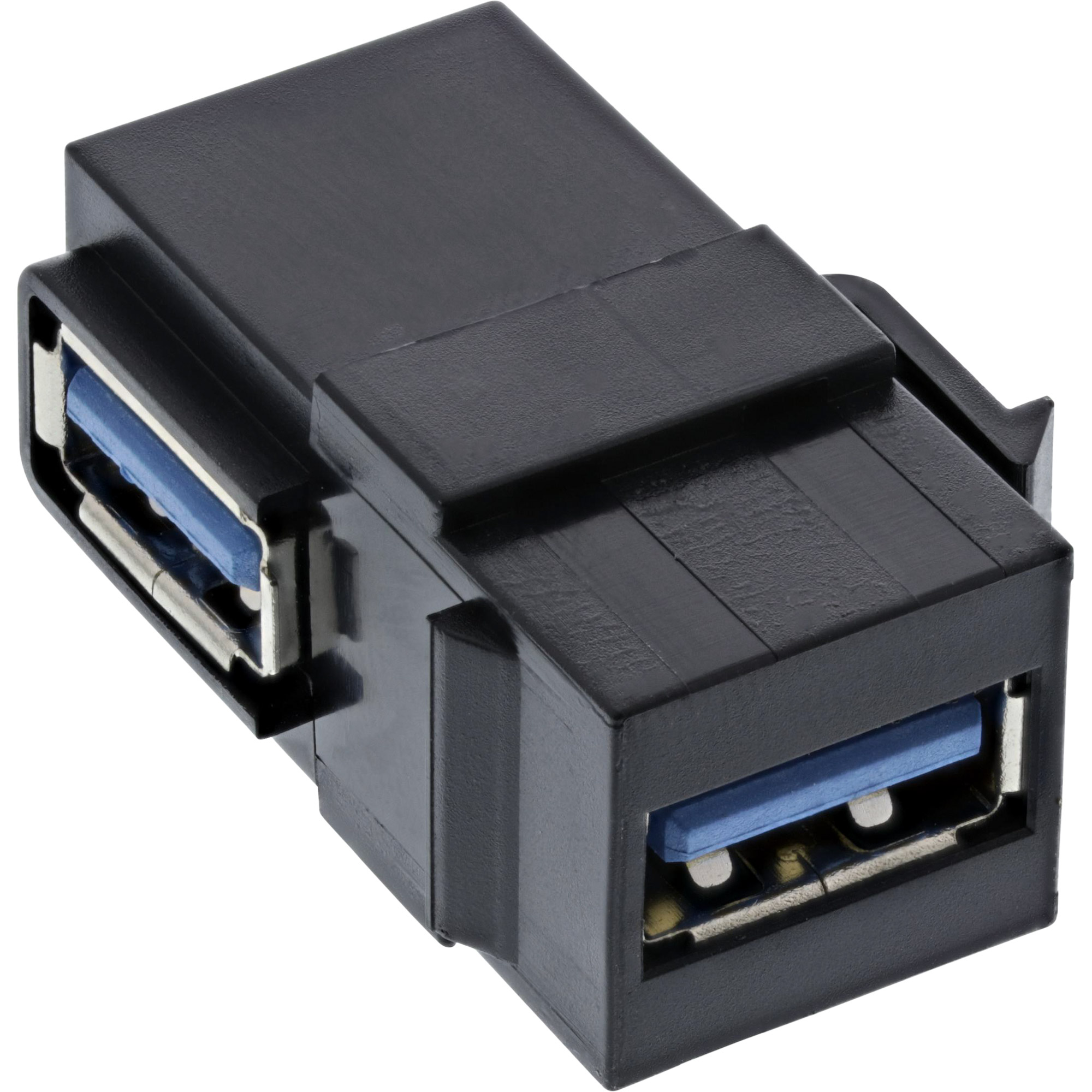 Inline® USB 3.1 Keystone Einsatz, USB-A Buchse / Buchse, gewinkelt, schwarz