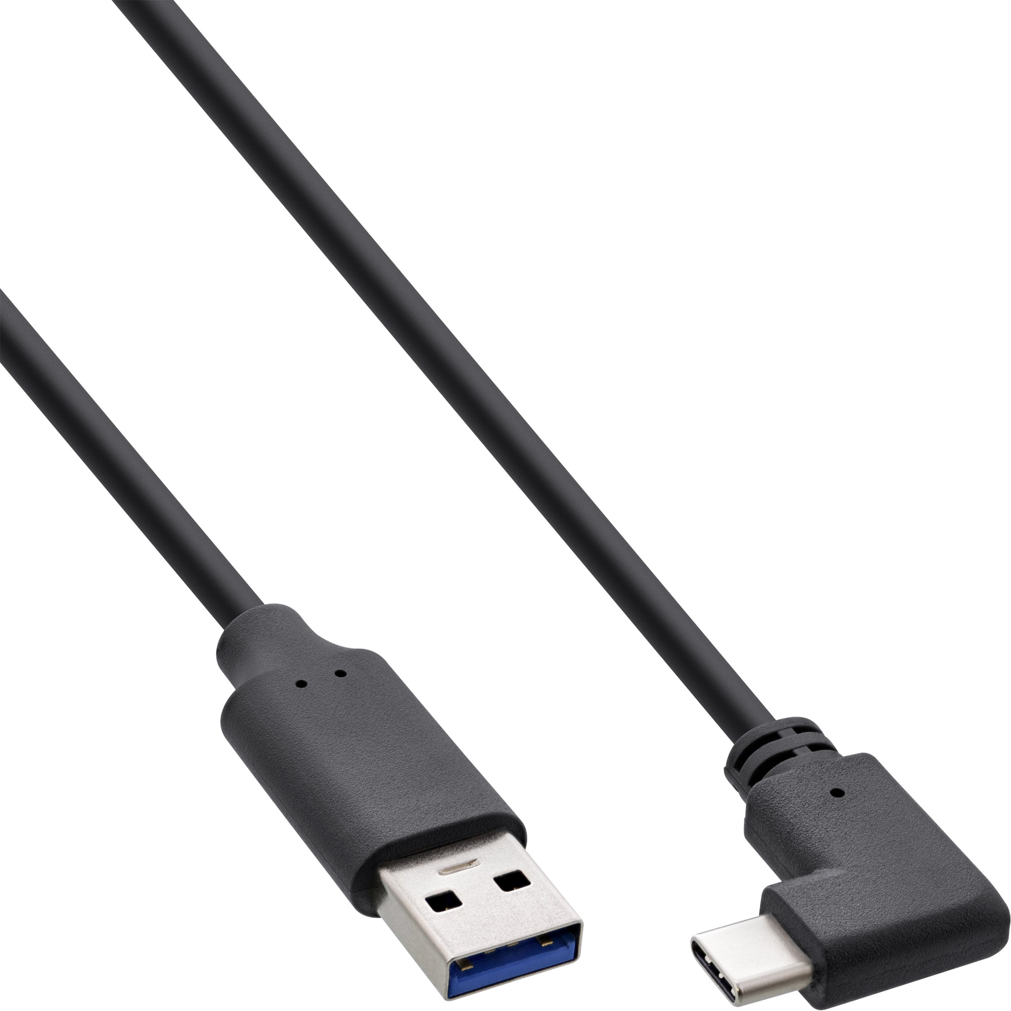 Inline® USB 3.2 Kabel, USB-C Stecker gewinkelt an A Stecker, schwarz, 1m