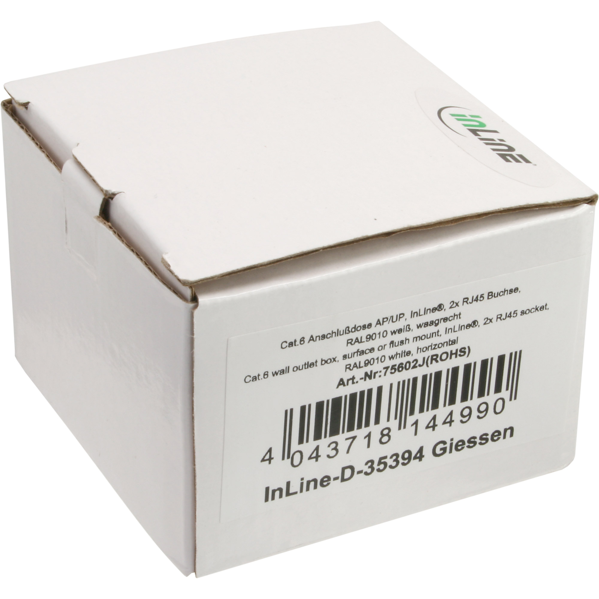 Inline® Cat.6 Anschlussdose, AP/UP 2x RJ45 Buchse, RAL9010, weiß, waagerecht