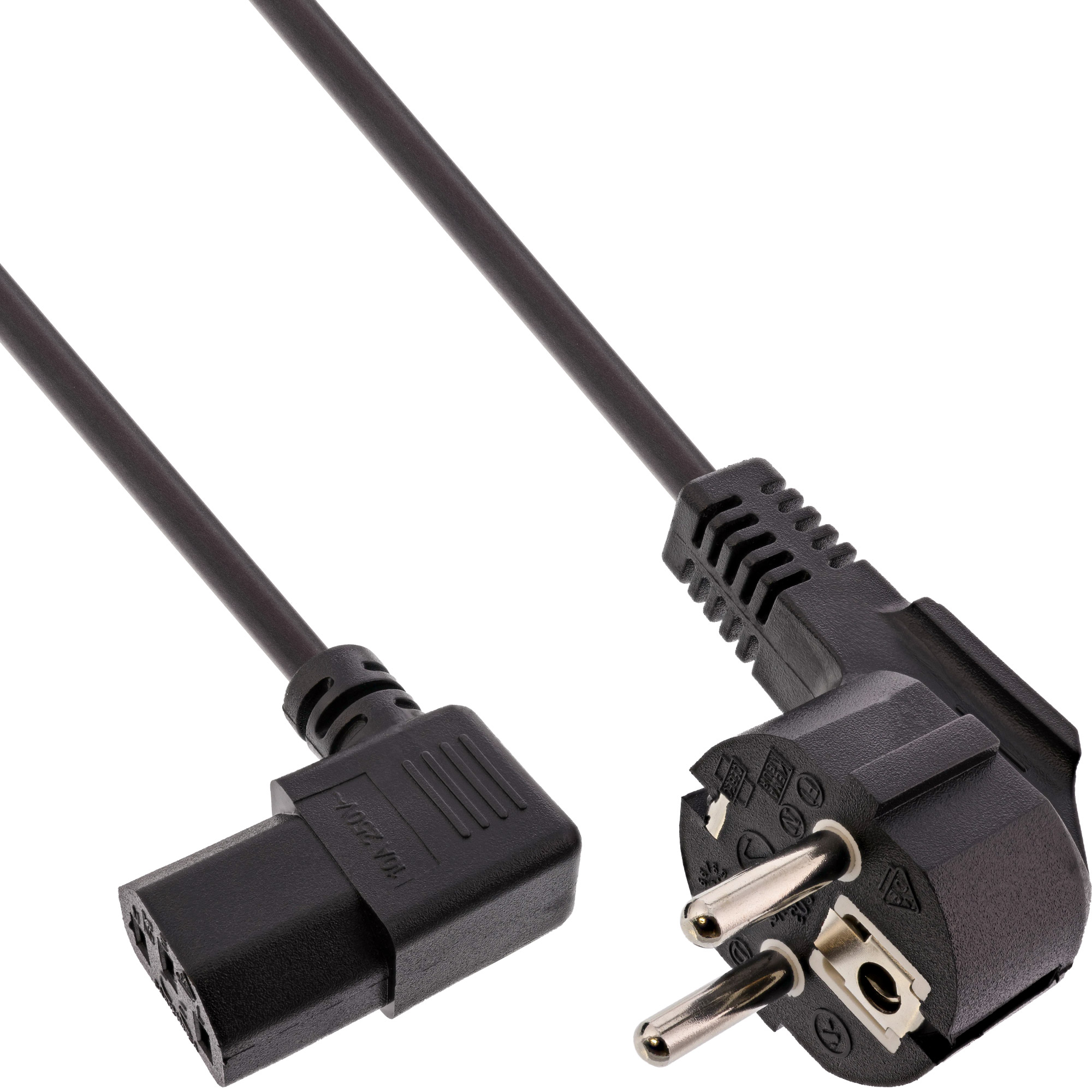 0.5m - 60er B-Pack InLine® Netzkabel, Schutzk. gew. / C13 rechts gew., schwarz