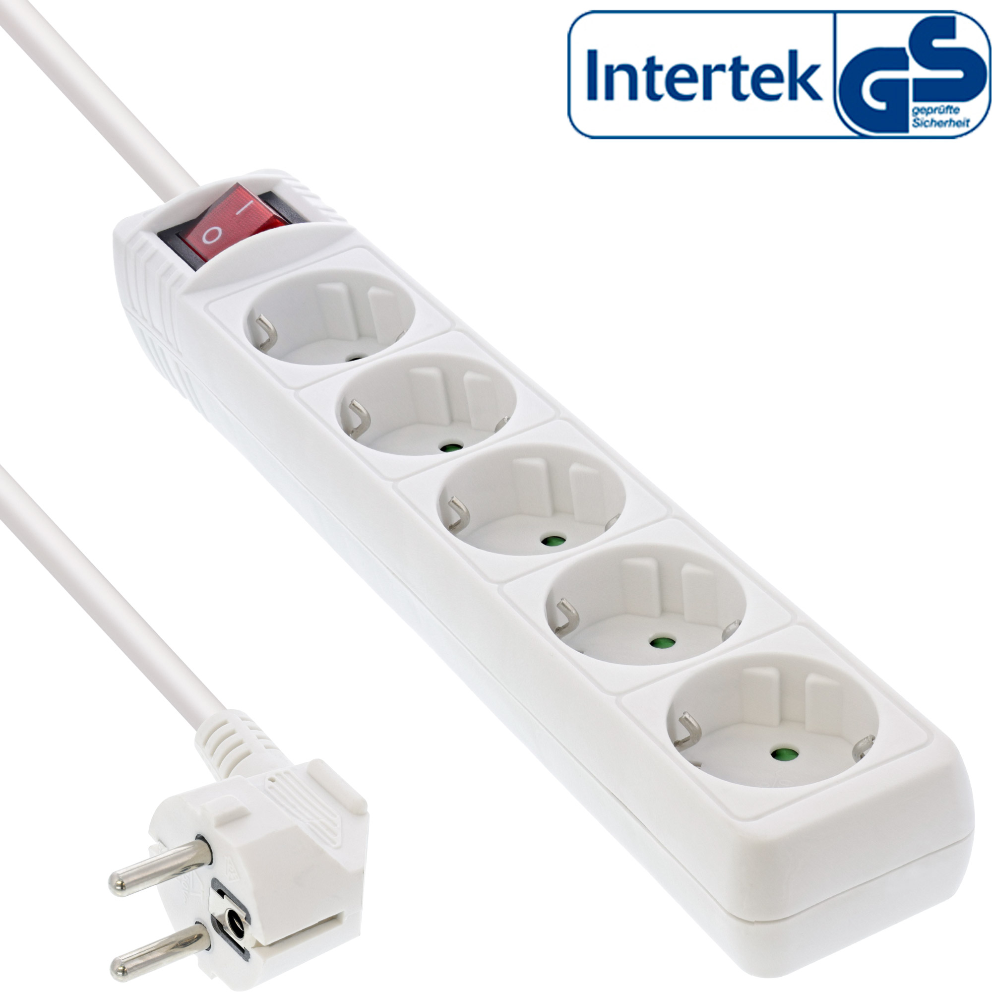 Inline® Steckdosenleiste, 5-fach Schutzkontakt, weiß, 1,5m