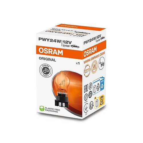 PWY24W 12V 24W WP3.3X14.5-4 Original Line Amber 1st. OSRAM