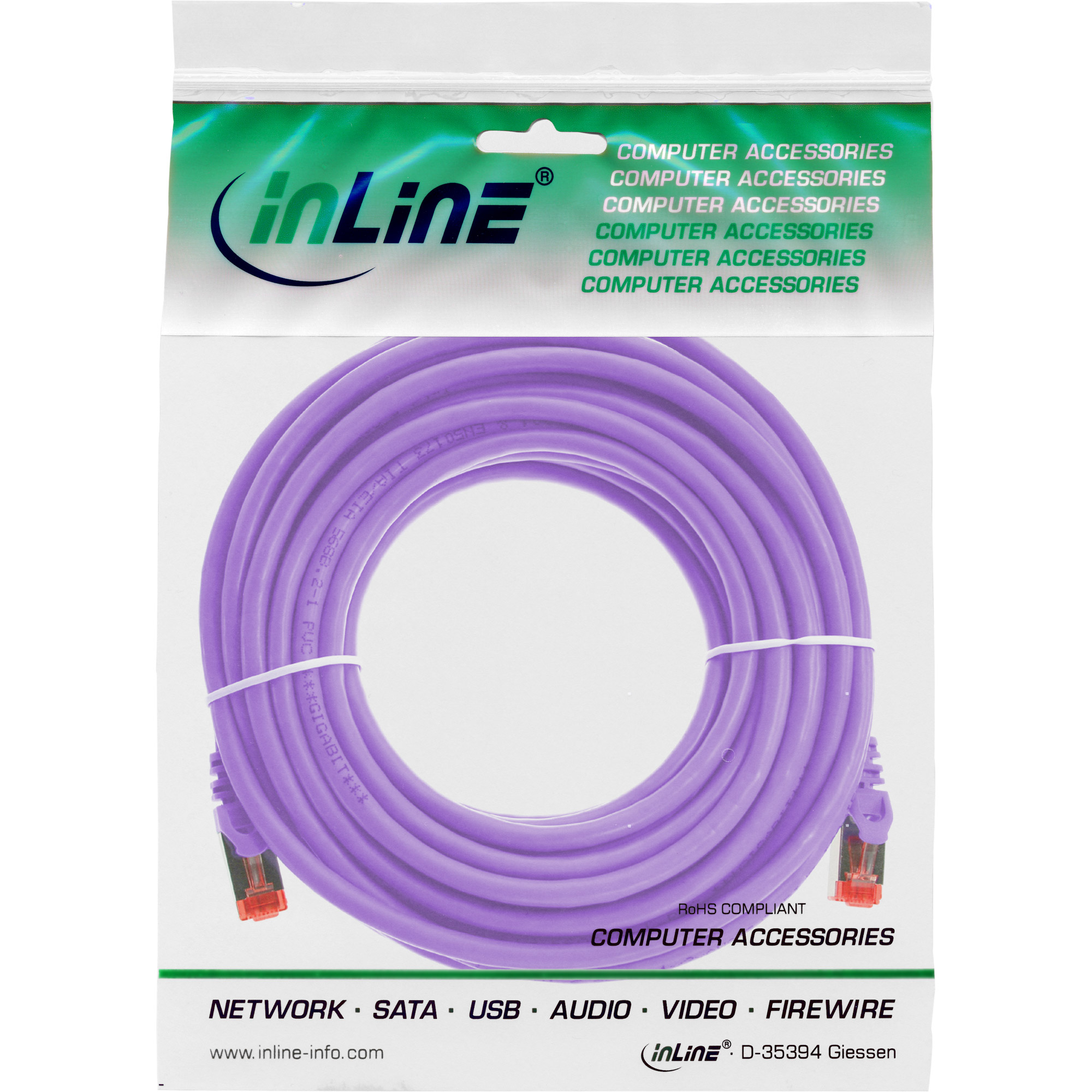InLine Patchkabel - S/FTP (PiMf) - Cat.6 - 250MHz PVC Kupfer - Violett - 10m