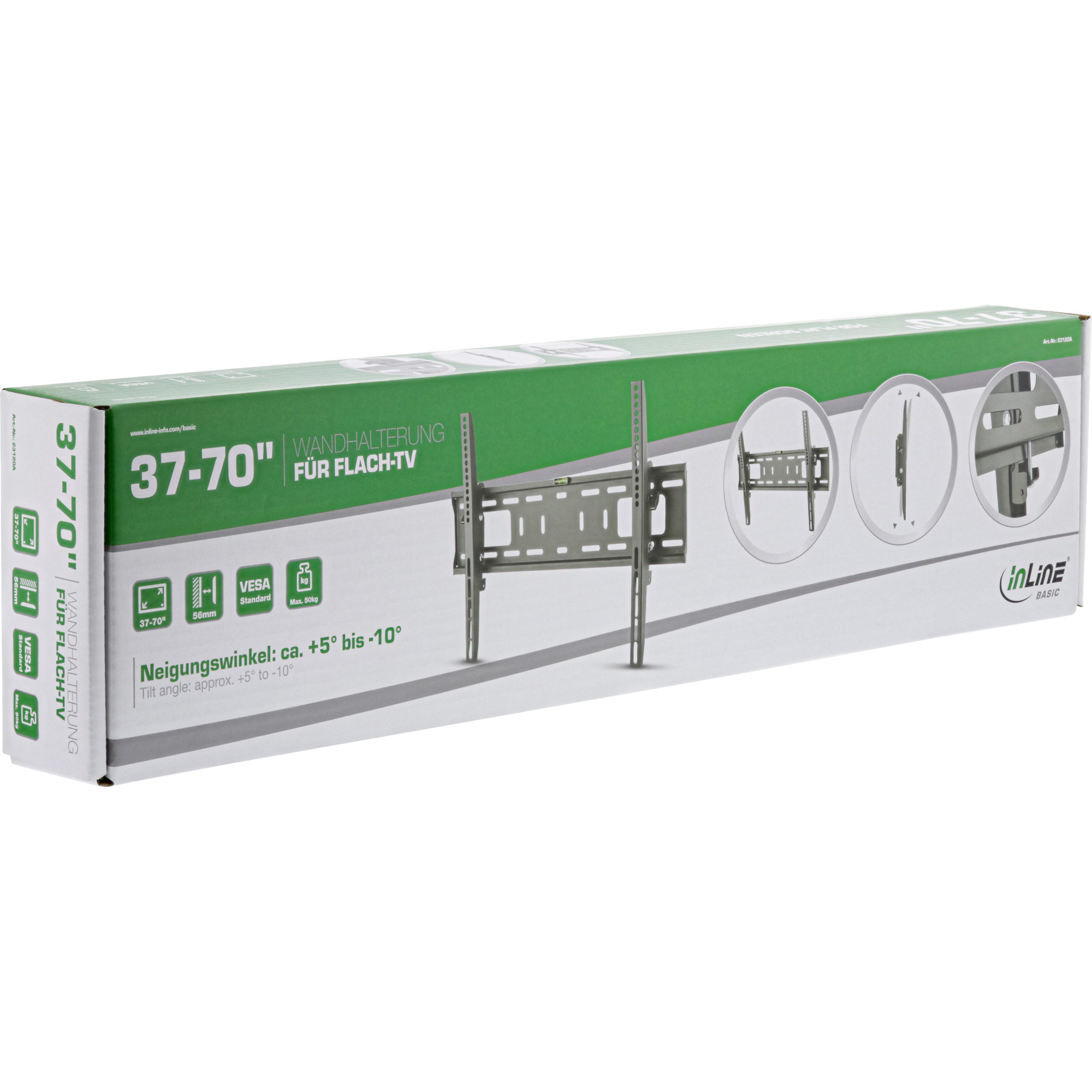 Inline® Basic Wandhalterung, für Flach-TV 94-178cm (37-70"), max. 50kg