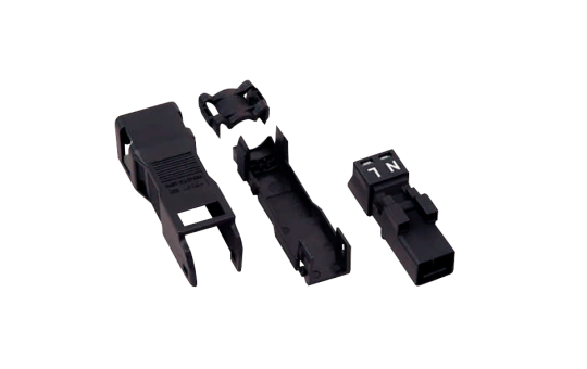 Buchse mit Zugentlastungsgehäuse WAGO, 2-polig, 1,5mm², schwarz