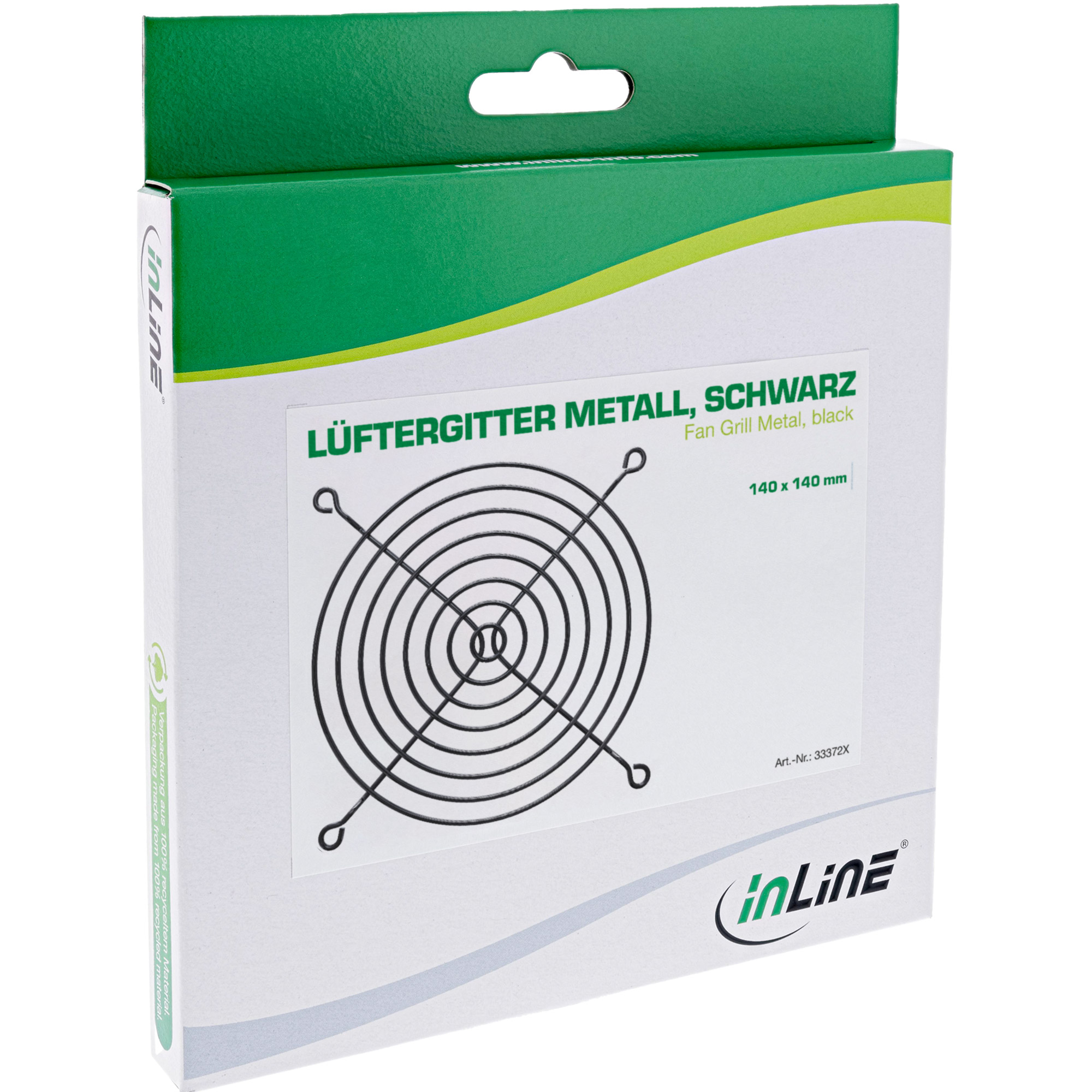 Inline® Lüftergitter Metall, schwarz, 140x140mm